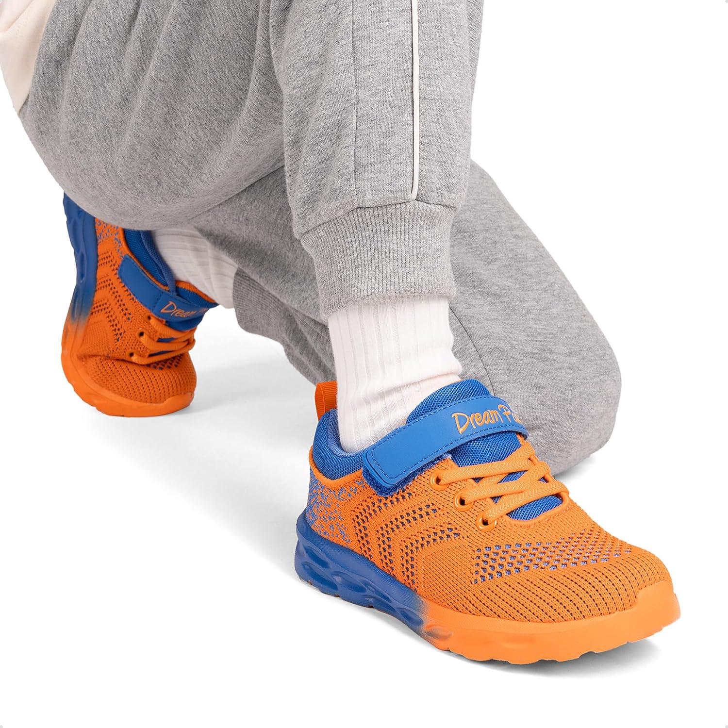 imageDREAM PAIRS Boys Girls Shoes Kids Tennis Footwear EZOns GoGetters Running Athletic School Sneakers for LittleBig KidOrangeBlue