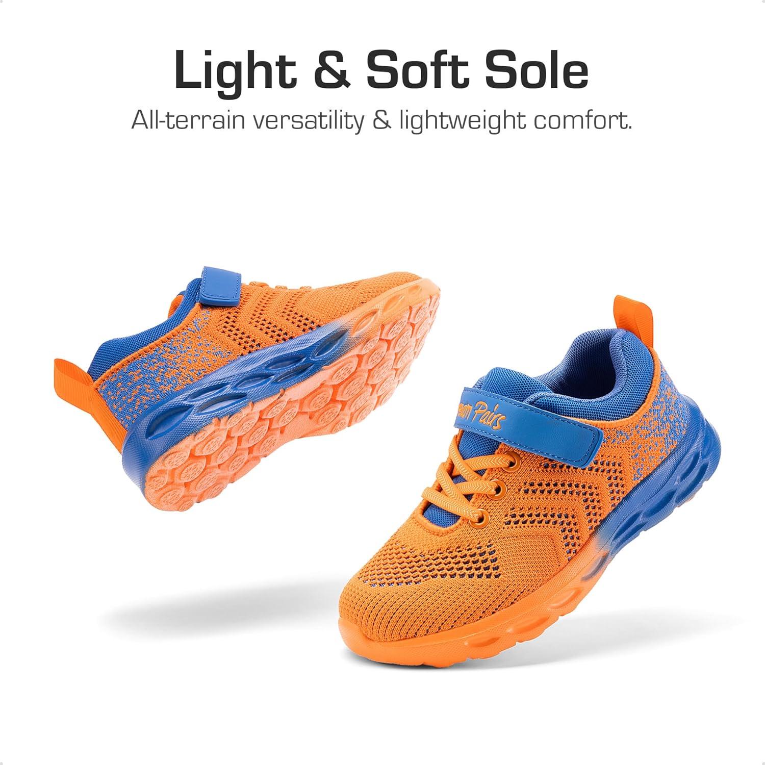 imageDREAM PAIRS Boys Girls Shoes Kids Tennis Footwear EZOns GoGetters Running Athletic School Sneakers for LittleBig KidOrangeBlue