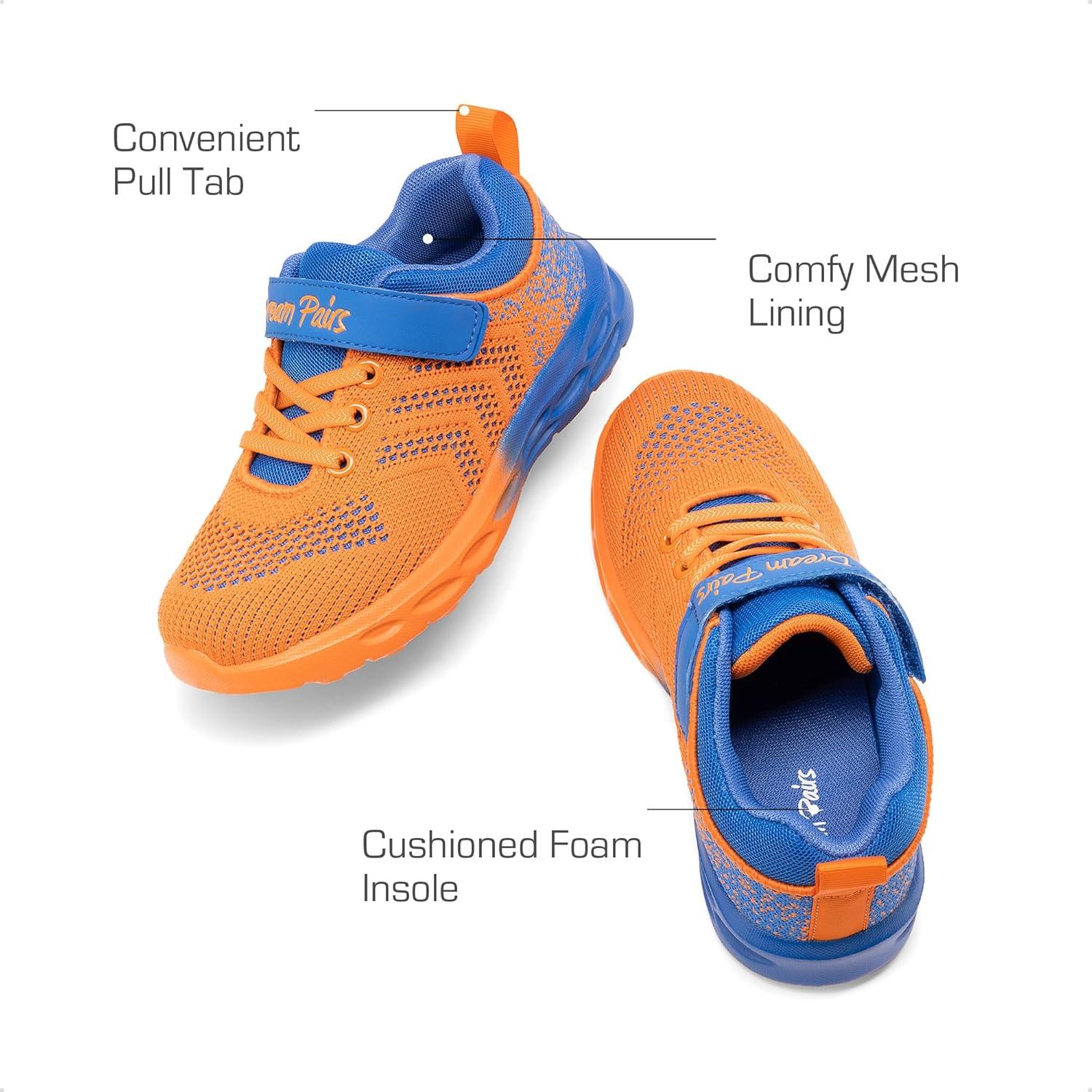 imageDREAM PAIRS Boys Girls Shoes Kids Tennis Footwear EZOns GoGetters Running Athletic School Sneakers for LittleBig KidOrangeBlue