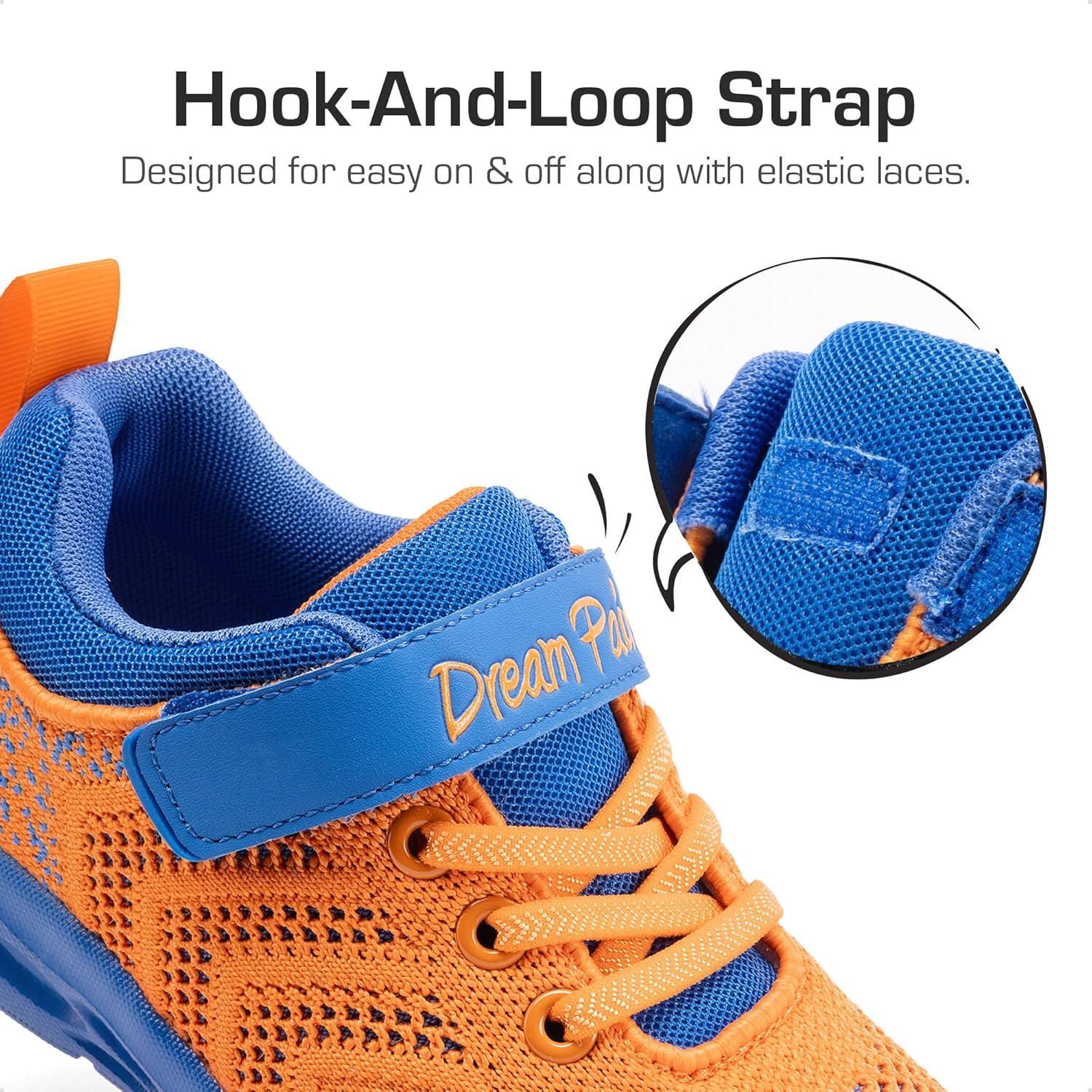 imageDREAM PAIRS Boys Girls Shoes Kids Tennis Footwear EZOns GoGetters Running Athletic School Sneakers for LittleBig KidOrangeBlue