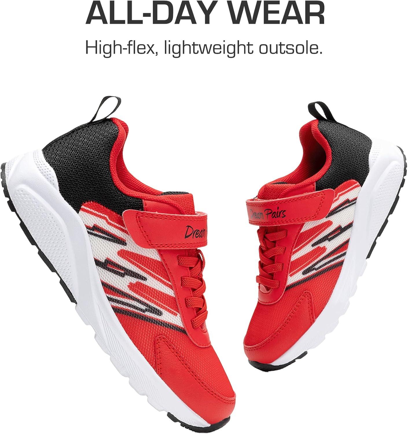 imageDREAM PAIRS Boys Girls Shoes Kids Tennis Running Athletic School Gym Breathable Lightweight Sneakers for LittleBig KidRedBlack