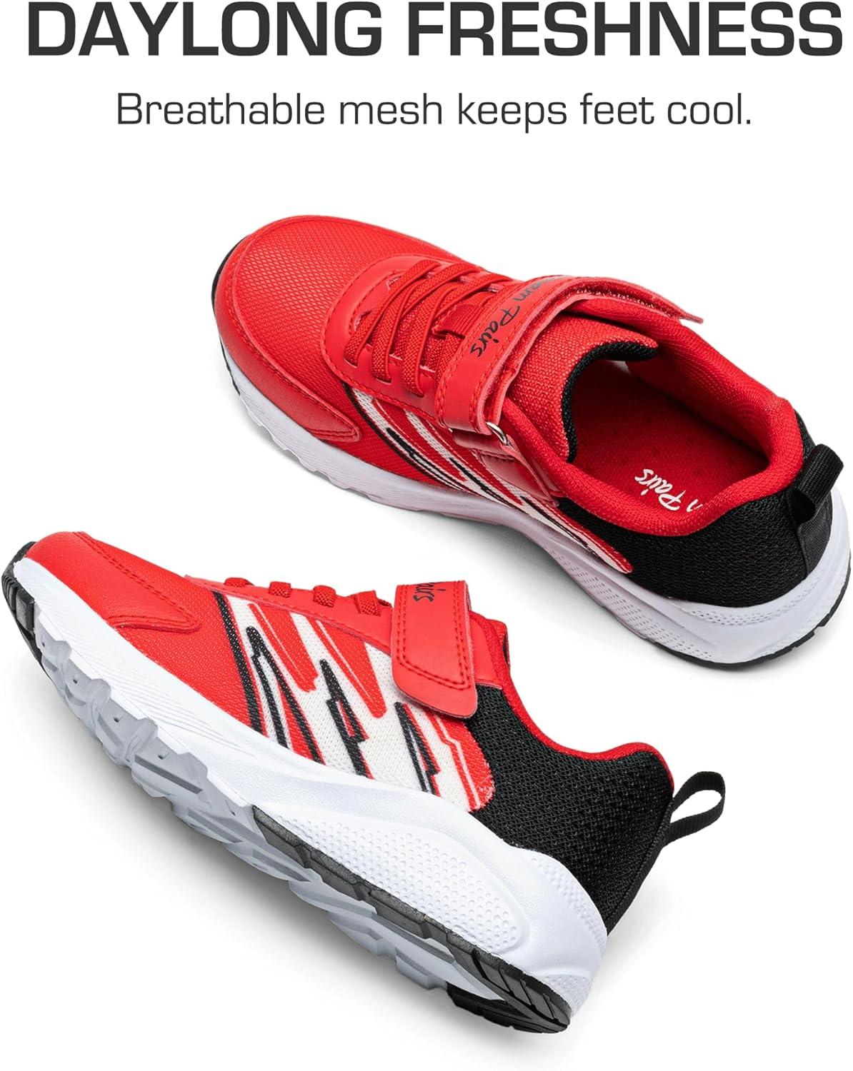 imageDREAM PAIRS Boys Girls Shoes Kids Tennis Running Athletic School Gym Breathable Lightweight Sneakers for LittleBig KidRedBlack