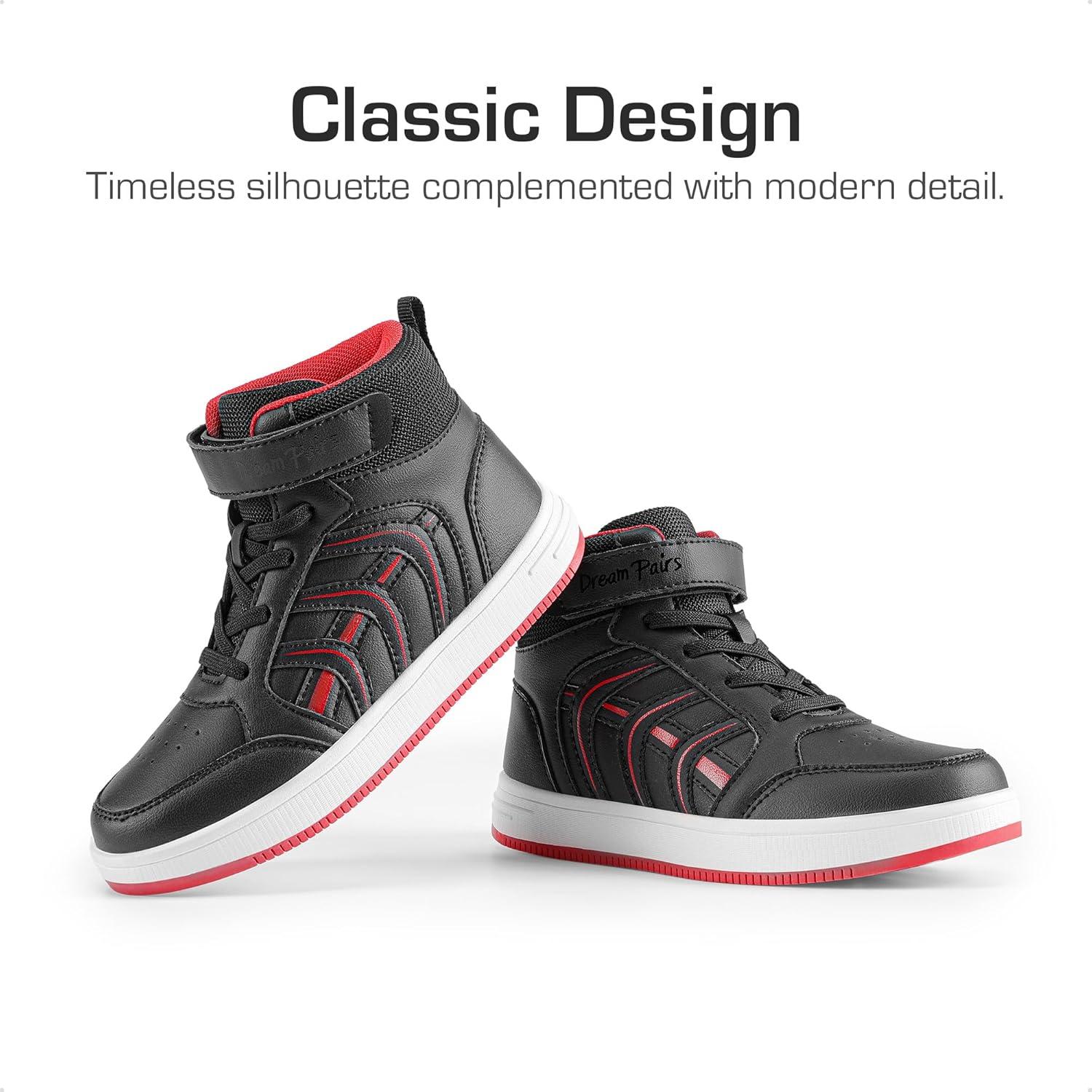 imageDREAM PAIRS Boys Girls Sneaker High Top Basketball Shoes Kids LilLegends JuniorFly Jumpers Sports Shoes for Athletic School GymBlackRed