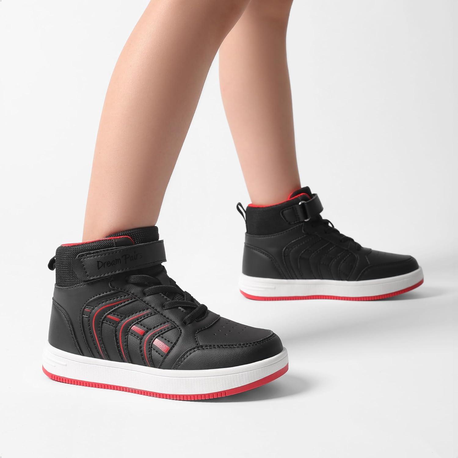 imageDREAM PAIRS Boys Girls Sneaker High Top Basketball Shoes Kids LilLegends JuniorFly Jumpers Sports Shoes for Athletic School GymBlackRed