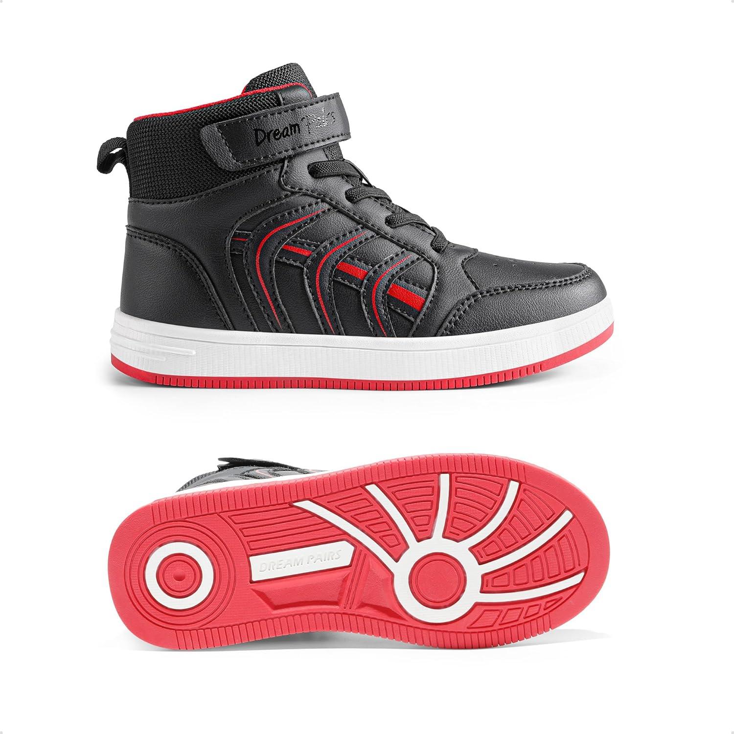 imageDREAM PAIRS Boys Girls Sneaker High Top Basketball Shoes Kids LilLegends JuniorFly Jumpers Sports Shoes for Athletic School GymBlackRed