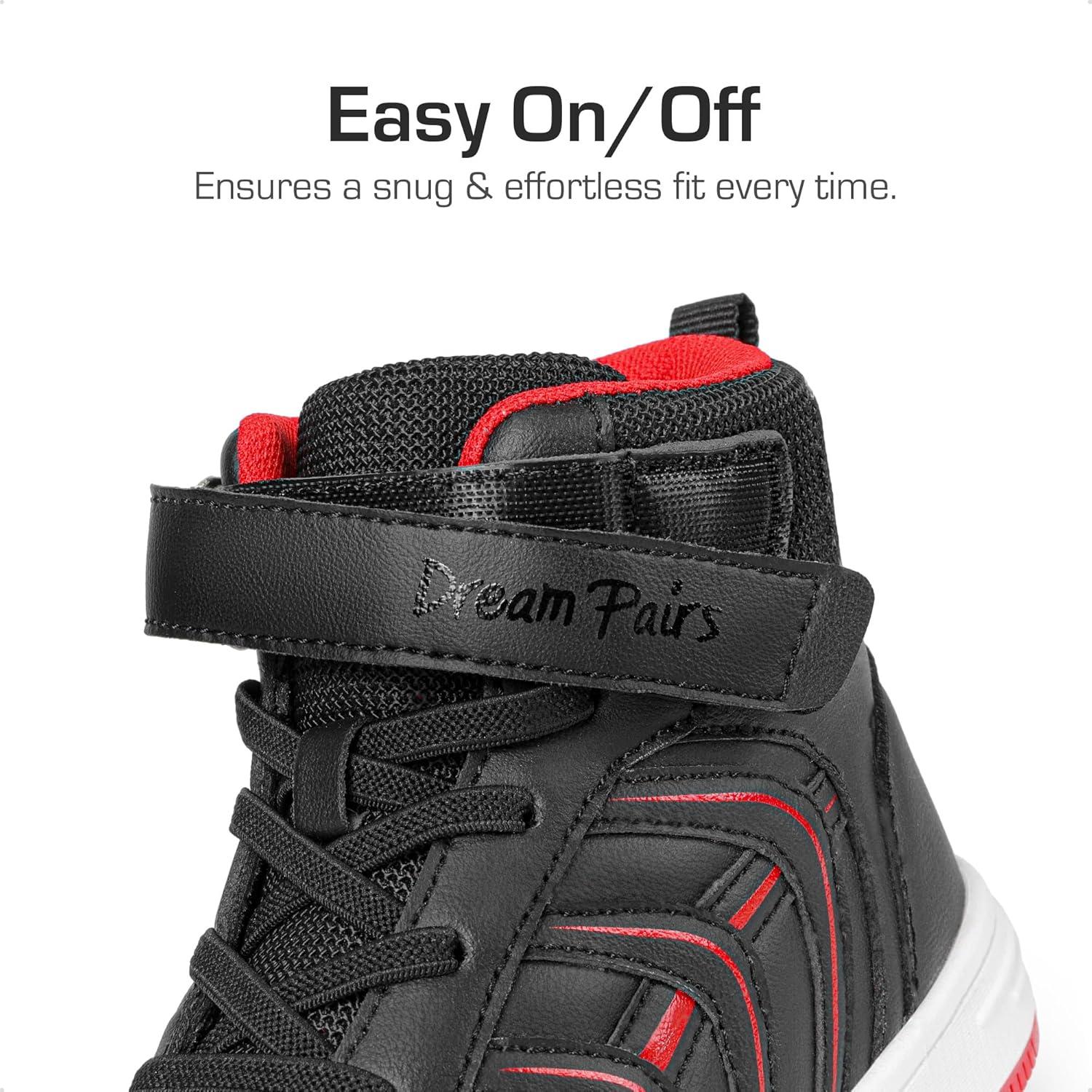 imageDREAM PAIRS Boys Girls Sneaker High Top Basketball Shoes Kids LilLegends JuniorFly Jumpers Sports Shoes for Athletic School GymBlackRed