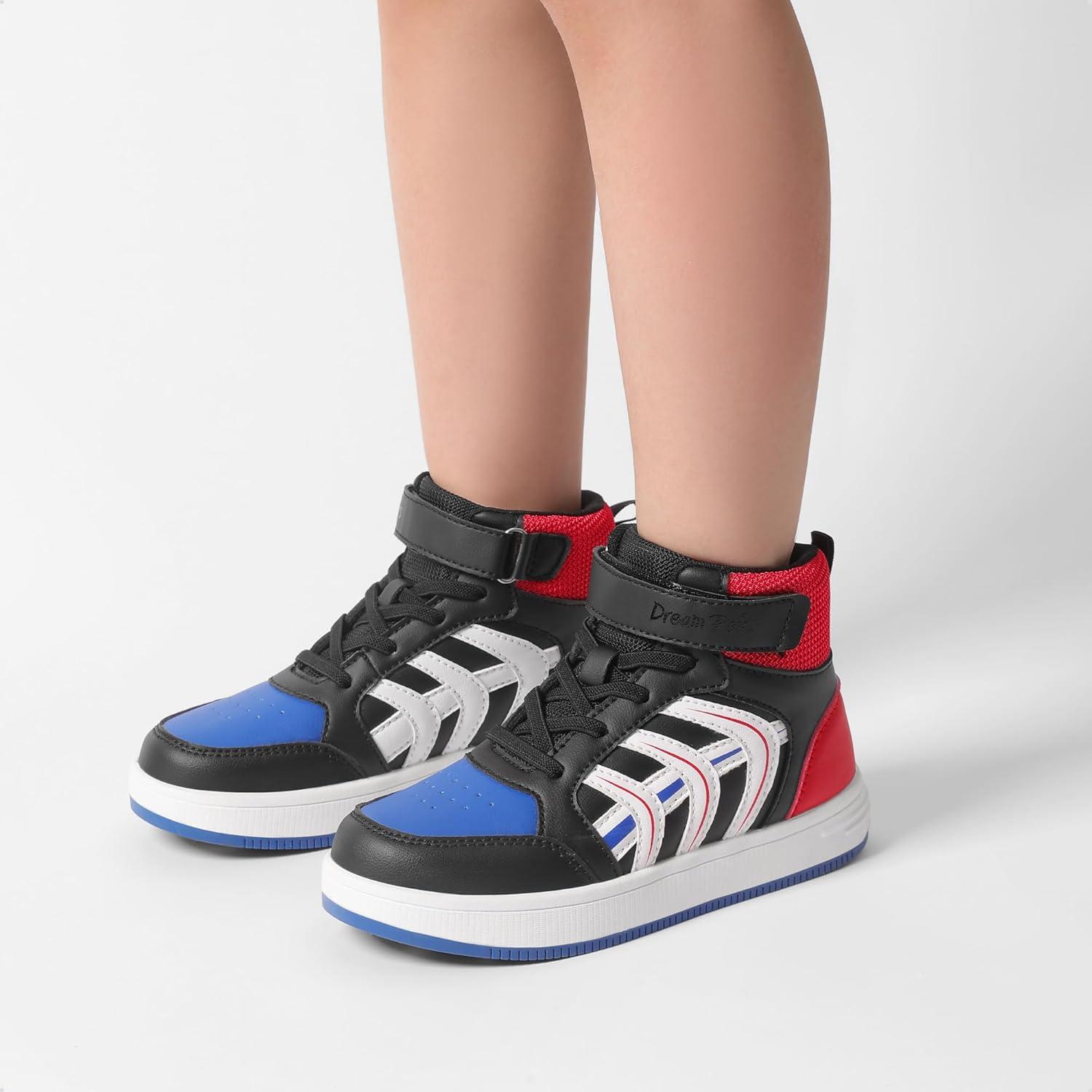 imageDREAM PAIRS Boys Girls Sneaker High Top Basketball Shoes Kids LilLegends JuniorFly Jumpers Sports Shoes for Athletic School GymBlueBlackRed