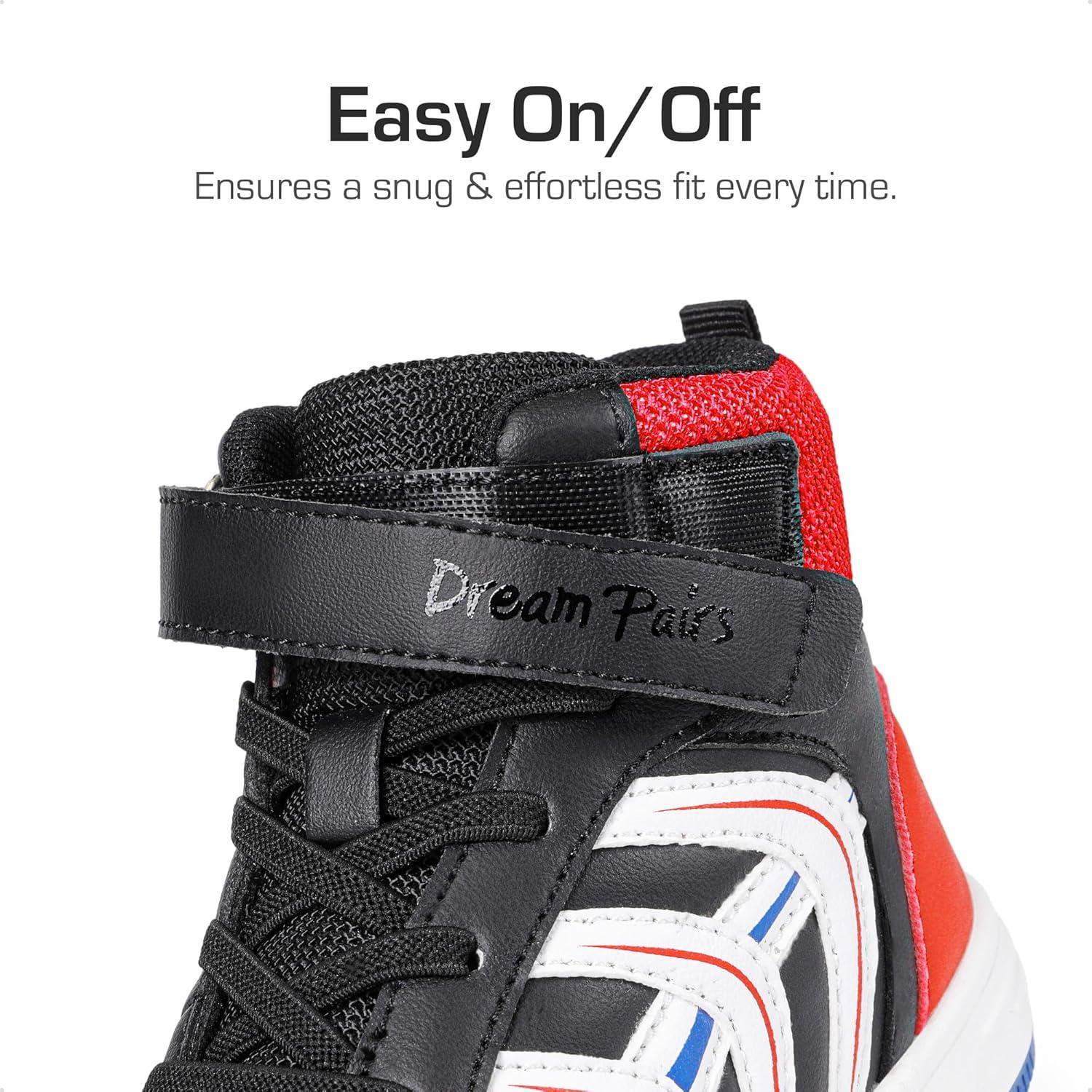 imageDREAM PAIRS Boys Girls Sneaker High Top Basketball Shoes Kids LilLegends JuniorFly Jumpers Sports Shoes for Athletic School GymBlueBlackRed