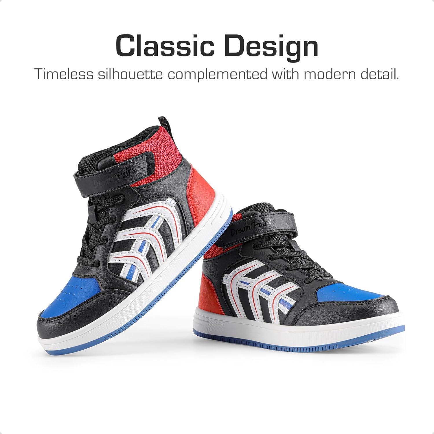 imageDREAM PAIRS Boys Girls Sneaker High Top Basketball Shoes Kids LilLegends JuniorFly Jumpers Sports Shoes for Athletic School GymBlueBlackRed