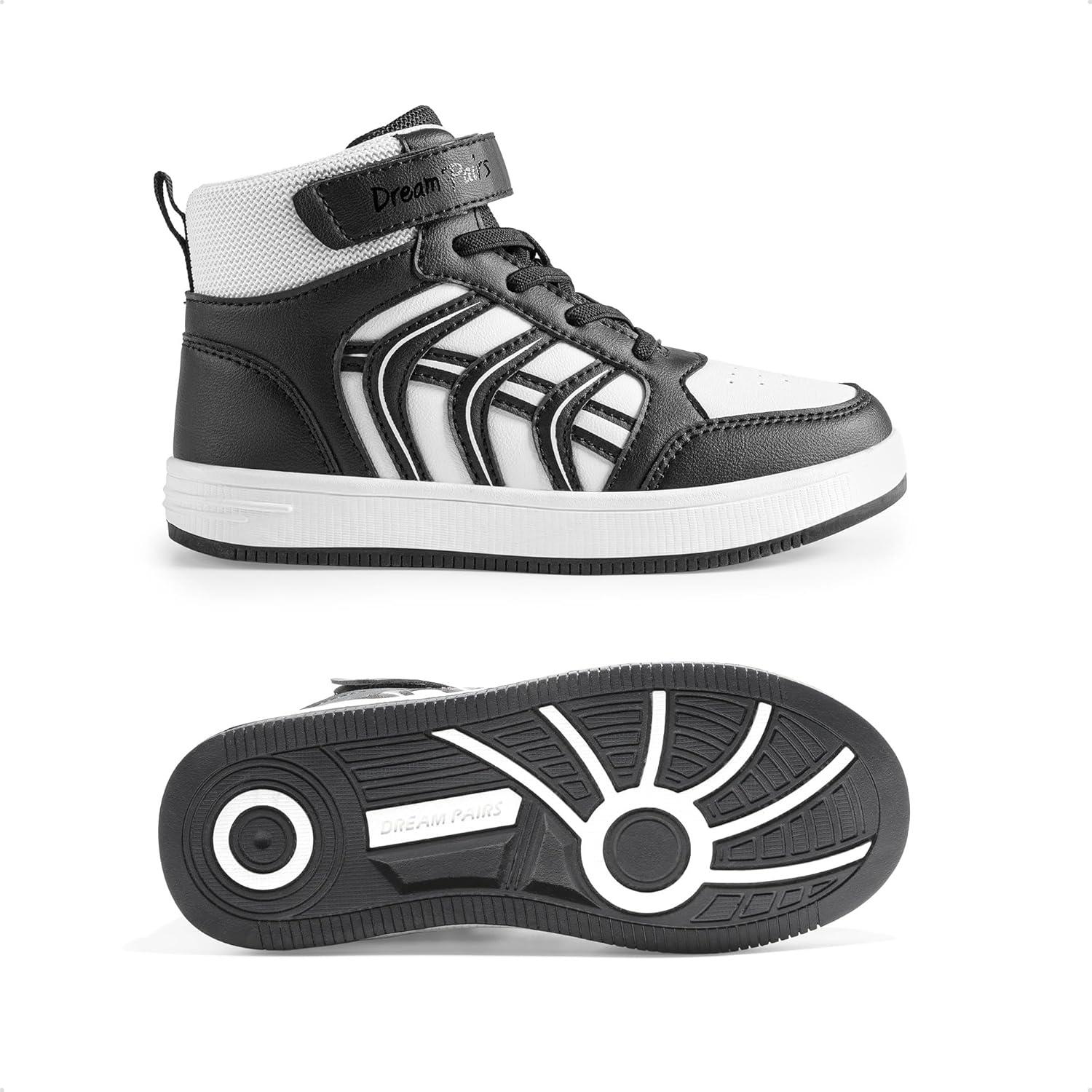 imageDREAM PAIRS Boys Girls Sneaker High Top Basketball Shoes Kids LilLegends JuniorFly Jumpers Sports Shoes for Athletic School GymWhiteBlack