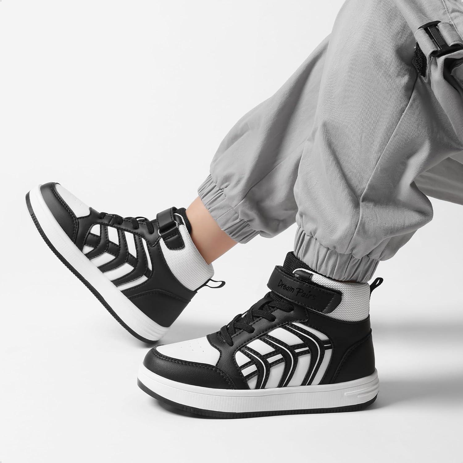 imageDREAM PAIRS Boys Girls Sneaker High Top Basketball Shoes Kids LilLegends JuniorFly Jumpers Sports Shoes for Athletic School GymWhiteBlack