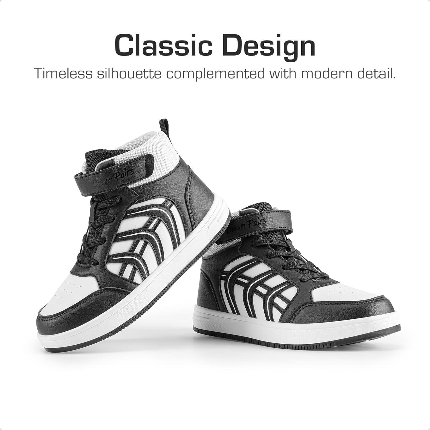 imageDREAM PAIRS Boys Girls Sneaker High Top Basketball Shoes Kids LilLegends JuniorFly Jumpers Sports Shoes for Athletic School GymWhiteBlack