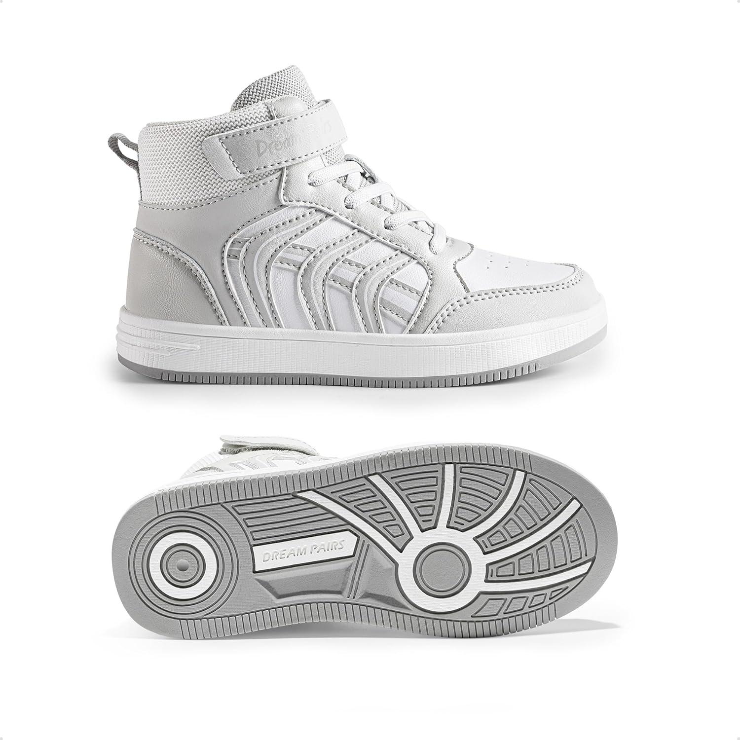 imageDREAM PAIRS Boys Girls Sneaker High Top Basketball Shoes Kids LilLegends JuniorFly Jumpers Sports Shoes for Athletic School GymWhiteGray