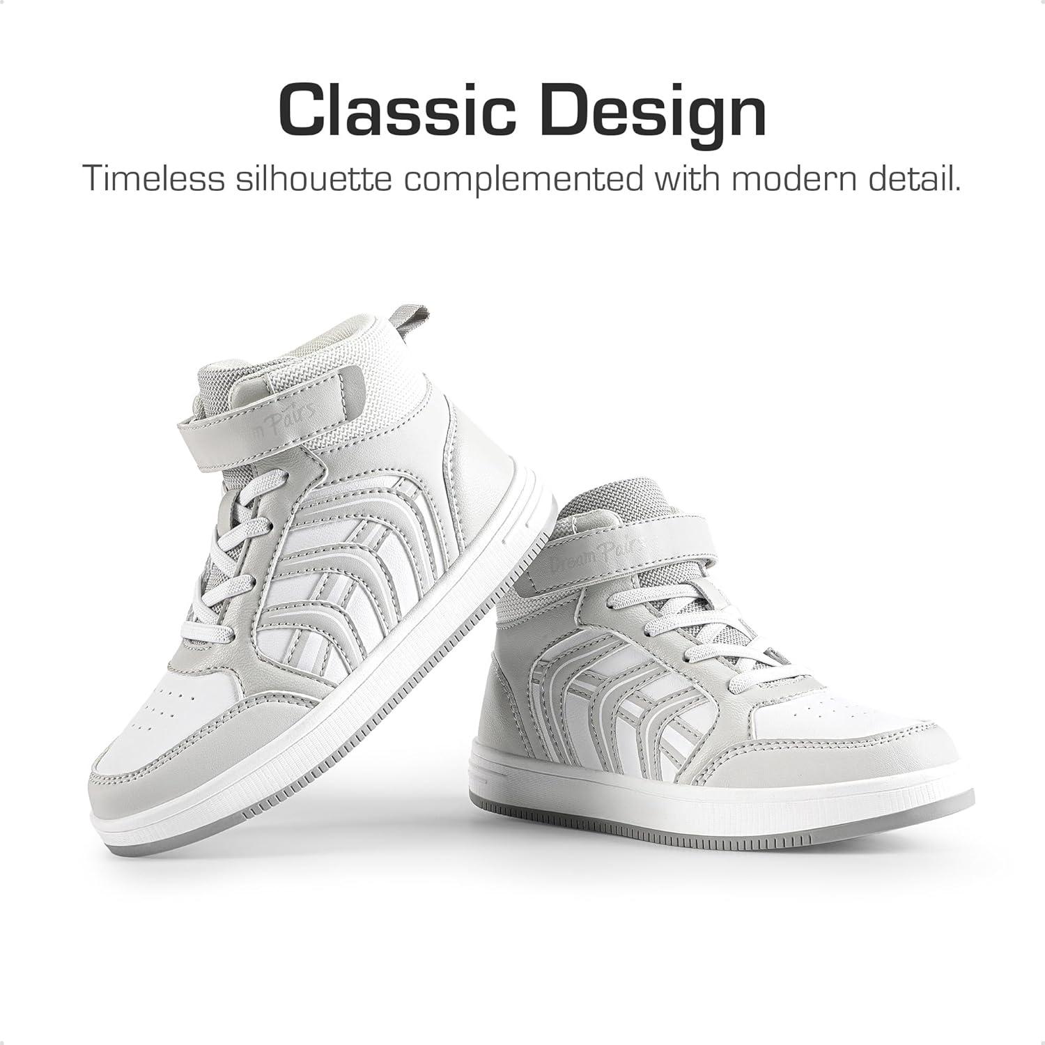 imageDREAM PAIRS Boys Girls Sneaker High Top Basketball Shoes Kids LilLegends JuniorFly Jumpers Sports Shoes for Athletic School GymWhiteGray