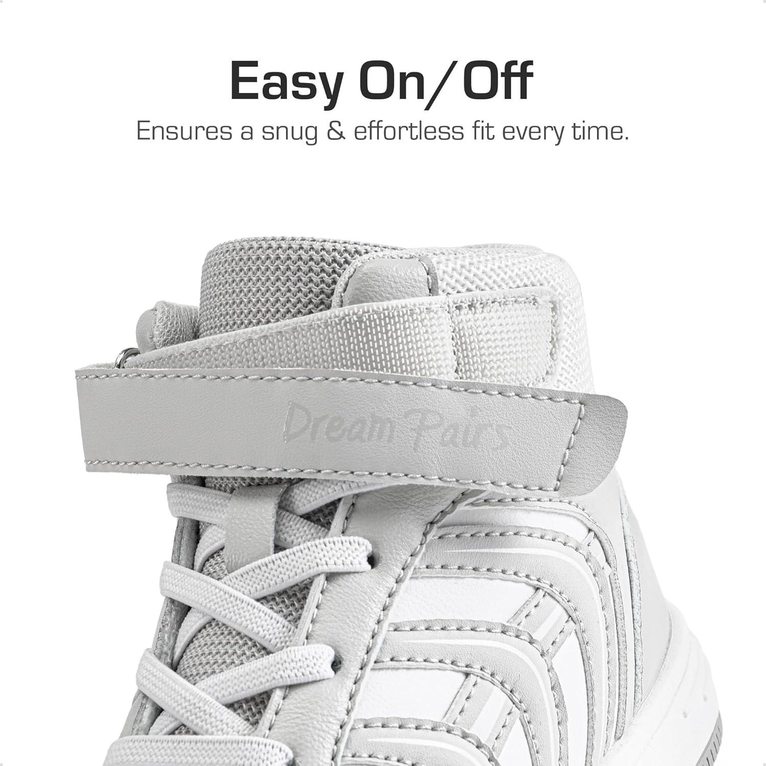 imageDREAM PAIRS Boys Girls Sneaker High Top Basketball Shoes Kids LilLegends JuniorFly Jumpers Sports Shoes for Athletic School GymWhiteGray