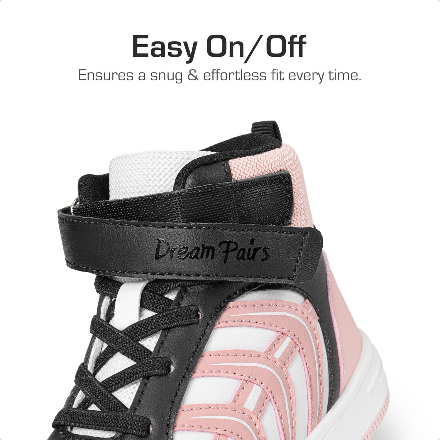 imageDREAM PAIRS Boys Girls Sneaker High Top Basketball Shoes Kids LilLegends JuniorFly Jumpers Sports Shoes for Athletic School GymWhitePinkBlack