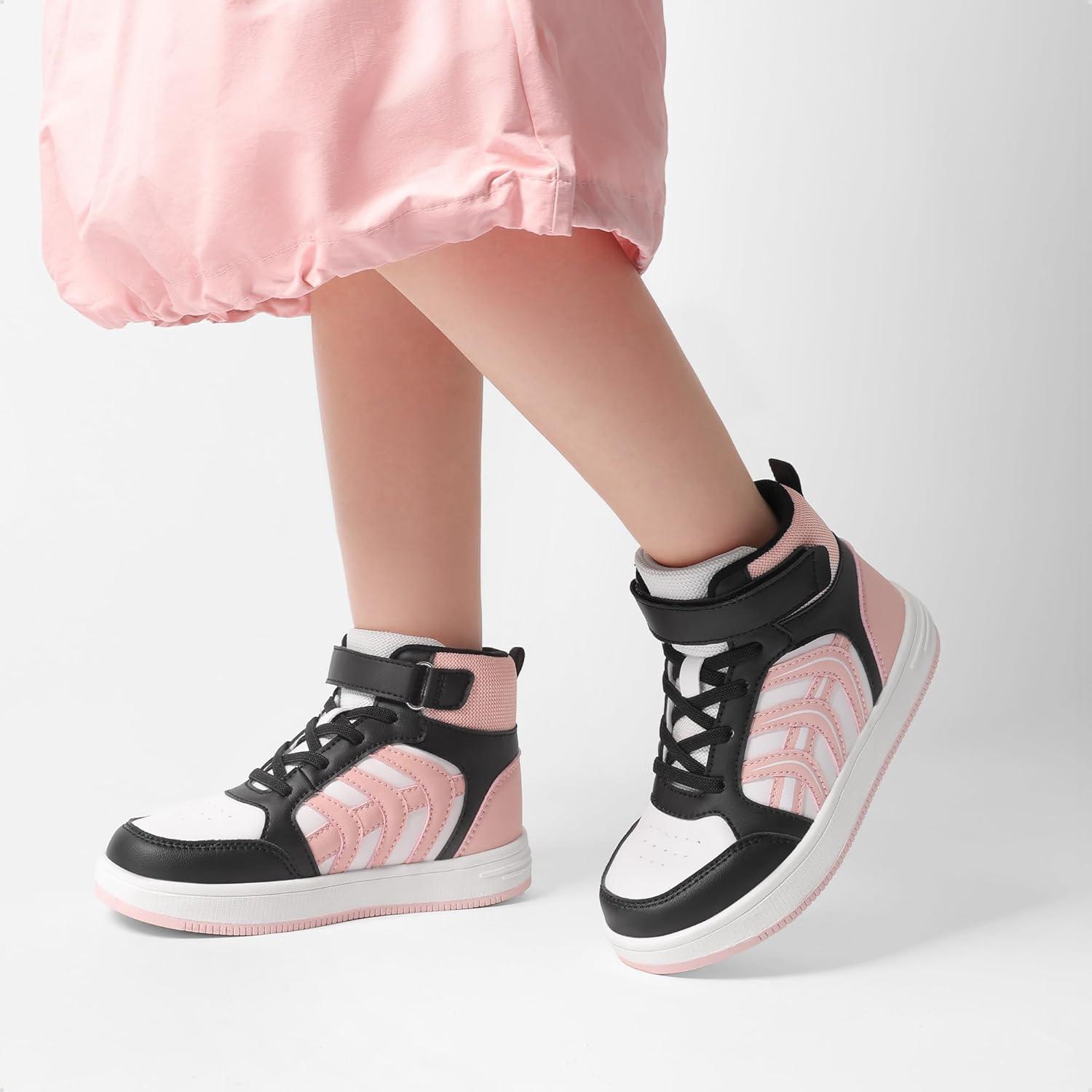 imageDREAM PAIRS Boys Girls Sneaker High Top Basketball Shoes Kids LilLegends JuniorFly Jumpers Sports Shoes for Athletic School GymWhitePinkBlack