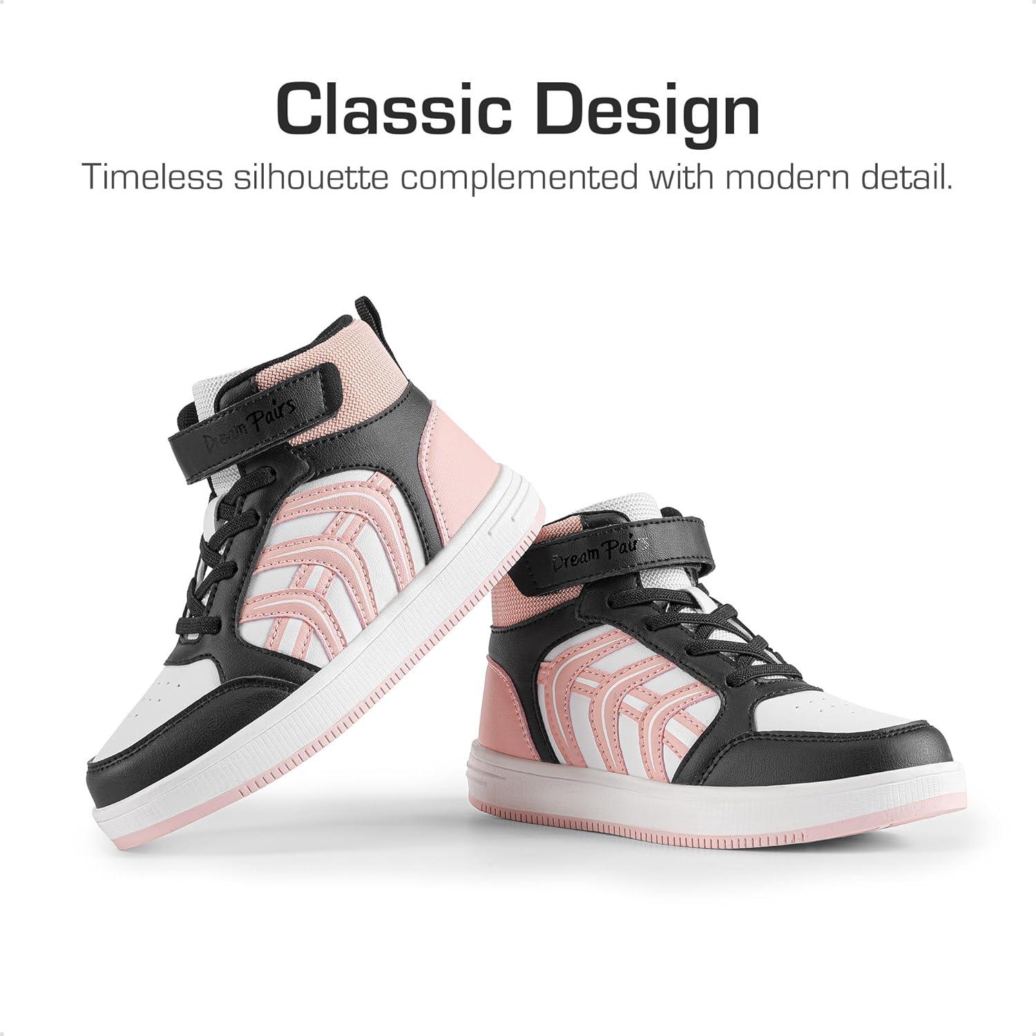 imageDREAM PAIRS Boys Girls Sneaker High Top Basketball Shoes Kids LilLegends JuniorFly Jumpers Sports Shoes for Athletic School GymWhitePinkBlack