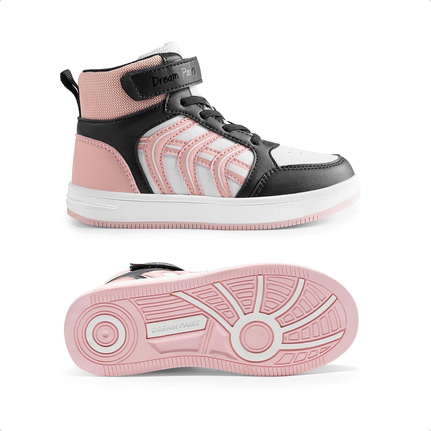 imageDREAM PAIRS Boys Girls Sneaker High Top Basketball Shoes Kids LilLegends JuniorFly Jumpers Sports Shoes for Athletic School GymWhitePinkBlack