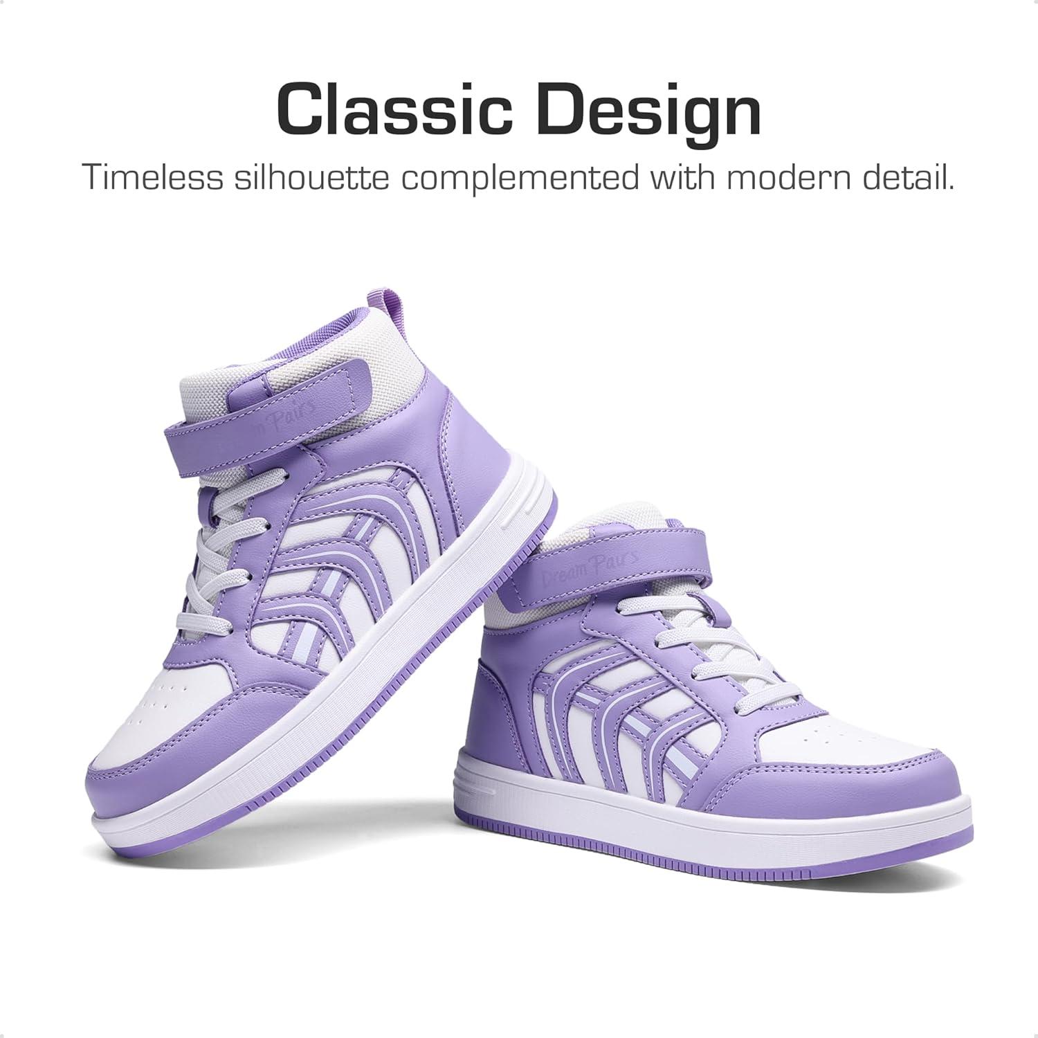 imageDREAM PAIRS Boys Girls Sneaker High Top Basketball Shoes Kids LilLegends JuniorFly Jumpers Sports Shoes for Athletic School GymWhitePurple