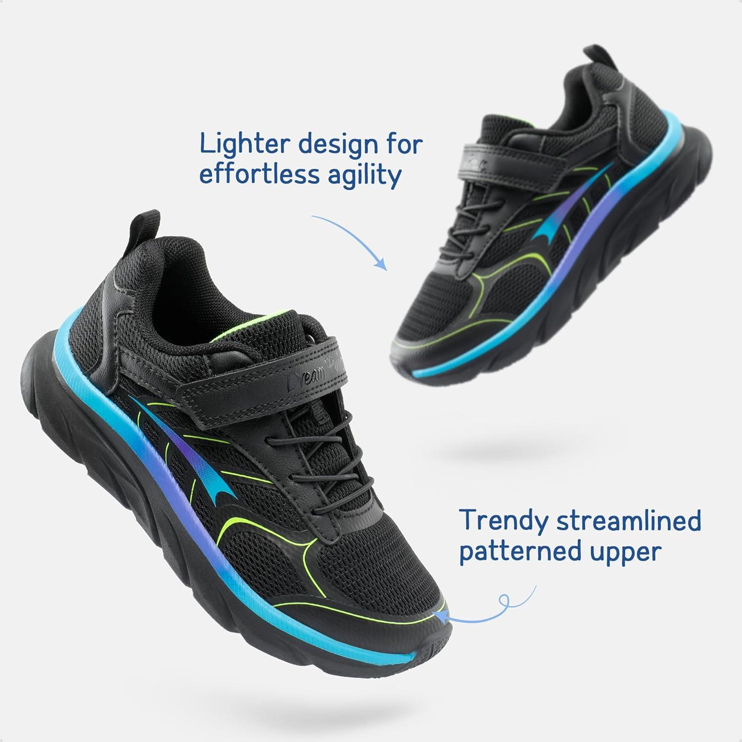 imageDREAM PAIRS Boys Girls Sneakers Kids Tennis Running Shoes EZONs EZPlays Athletic Sport Gym Lightweight Breathable ShoesBlackBlue