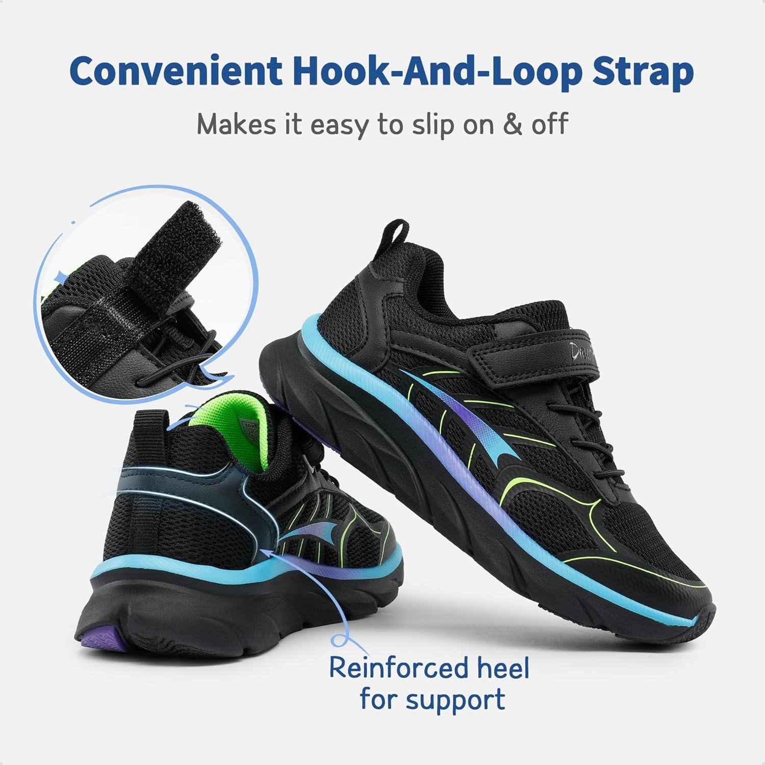 imageDREAM PAIRS Boys Girls Sneakers Kids Tennis Running Shoes EZONs EZPlays Athletic Sport Gym Lightweight Breathable ShoesBlackBlue