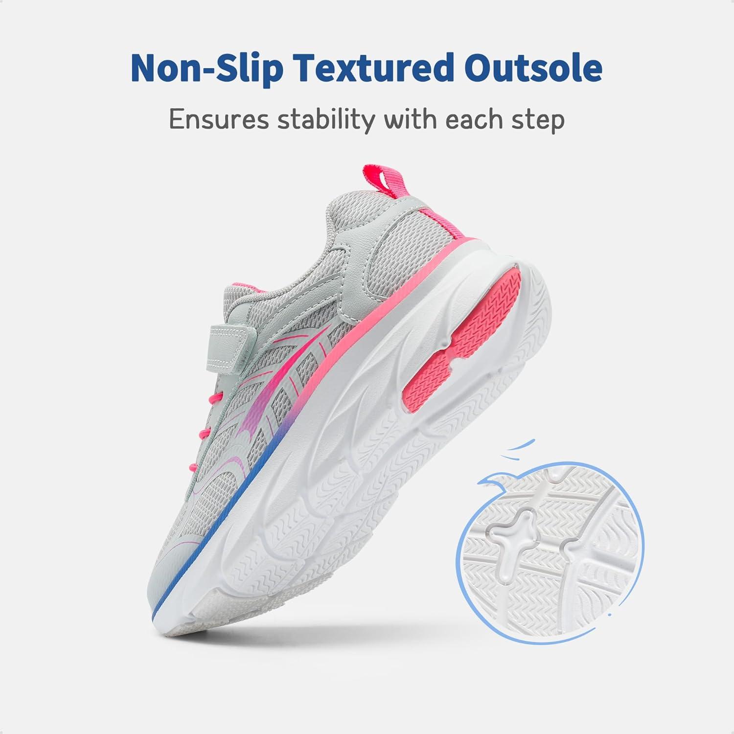 imageDREAM PAIRS Boys Girls Sneakers Kids Tennis Running Shoes EZONs EZPlays Athletic Sport Gym Lightweight Breathable ShoesLight GreyPink