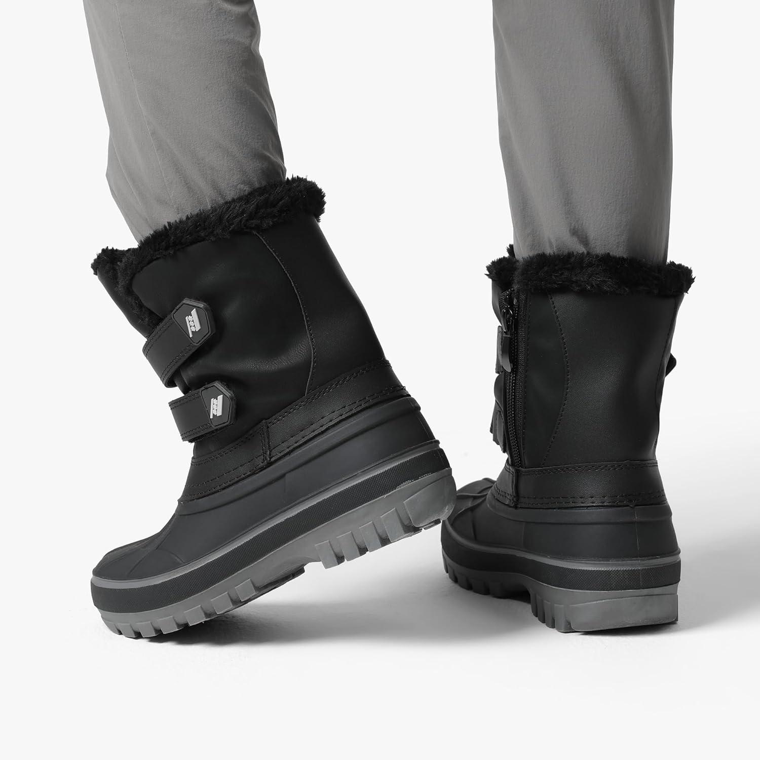 imageDREAM PAIRS Boys Girls Snow Boots WaterResistant Outdoor Sport Warm Cozy AntiSlip Cute Ankle Winter Shoes for ToddlerLittleBig KidBlack