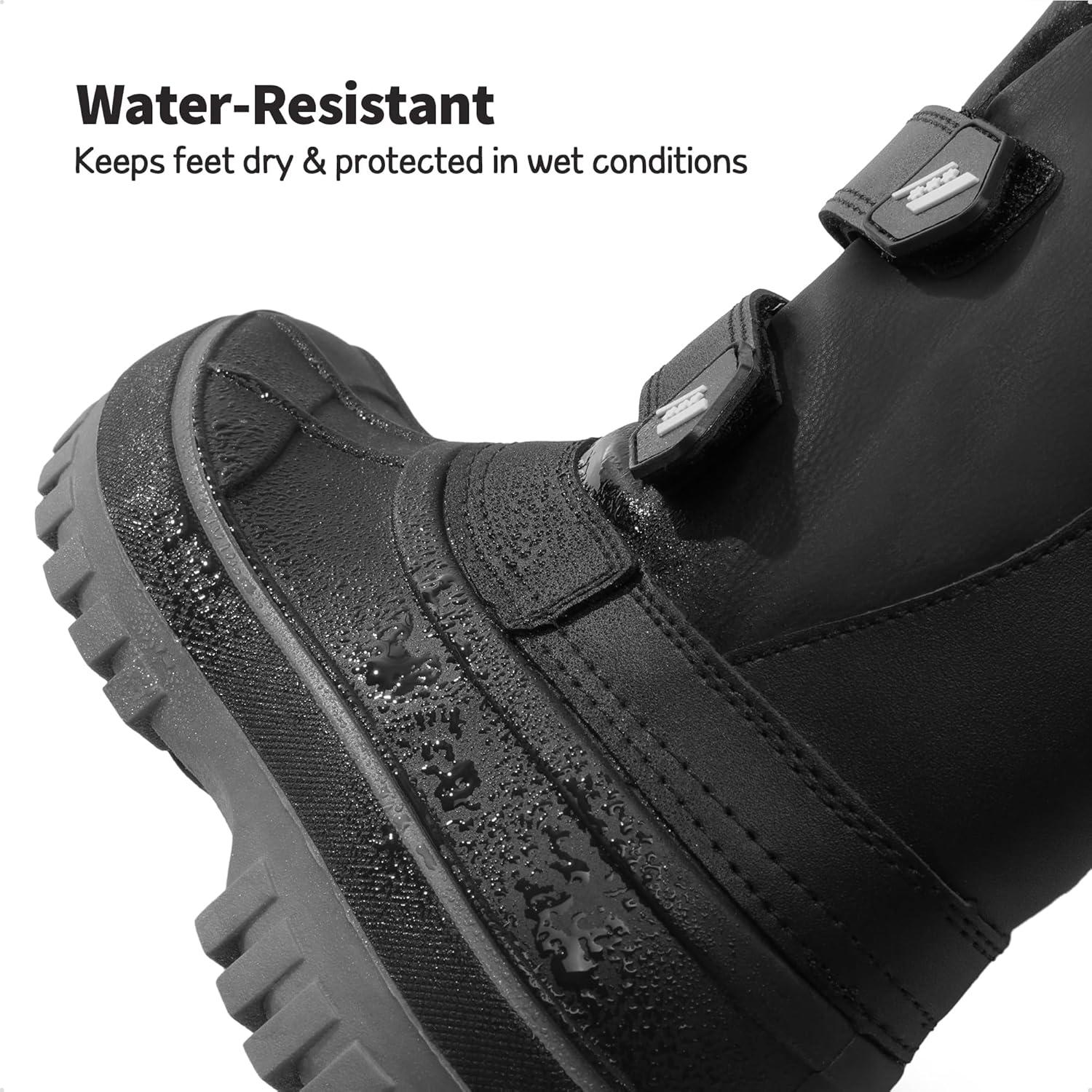 imageDREAM PAIRS Boys Girls Snow Boots WaterResistant Outdoor Sport Warm Cozy AntiSlip Cute Ankle Winter Shoes for ToddlerLittleBig KidBlack