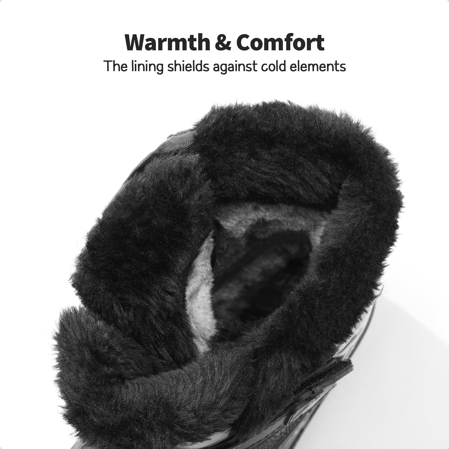 imageDREAM PAIRS Boys Girls Snow Boots WaterResistant Outdoor Sport Warm Cozy AntiSlip Cute Ankle Winter Shoes for ToddlerLittleBig KidBlack