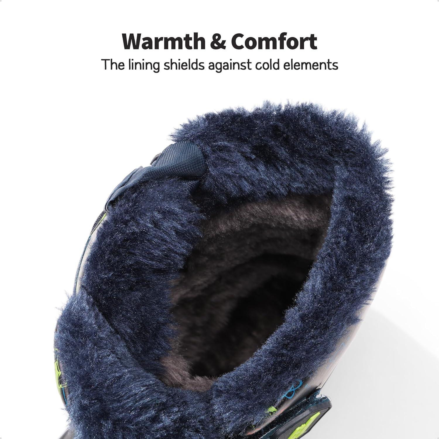 imageDREAM PAIRS Boys Girls Snow Boots WaterResistant Outdoor Sport Warm Cozy AntiSlip Cute Ankle Winter Shoes for ToddlerLittleBig KidBlackNeonGreen