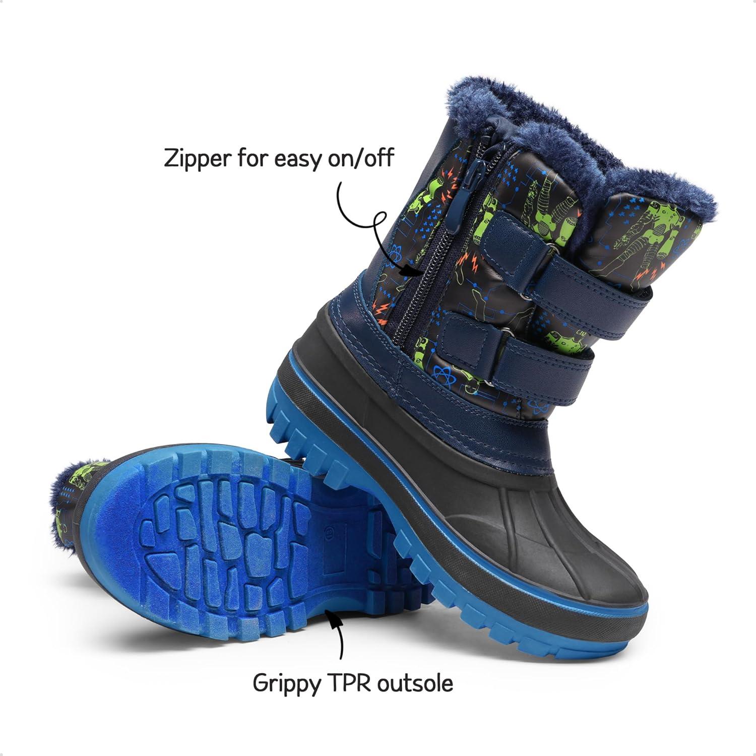 imageDREAM PAIRS Boys Girls Snow Boots WaterResistant Outdoor Sport Warm Cozy AntiSlip Cute Ankle Winter Shoes for ToddlerLittleBig KidBlackNeonGreen