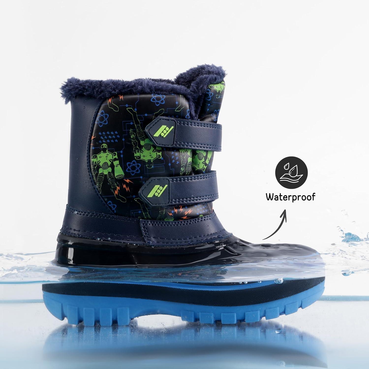 imageDREAM PAIRS Boys Girls Snow Boots WaterResistant Outdoor Sport Warm Cozy AntiSlip Cute Ankle Winter Shoes for ToddlerLittleBig KidBlackNeonGreen