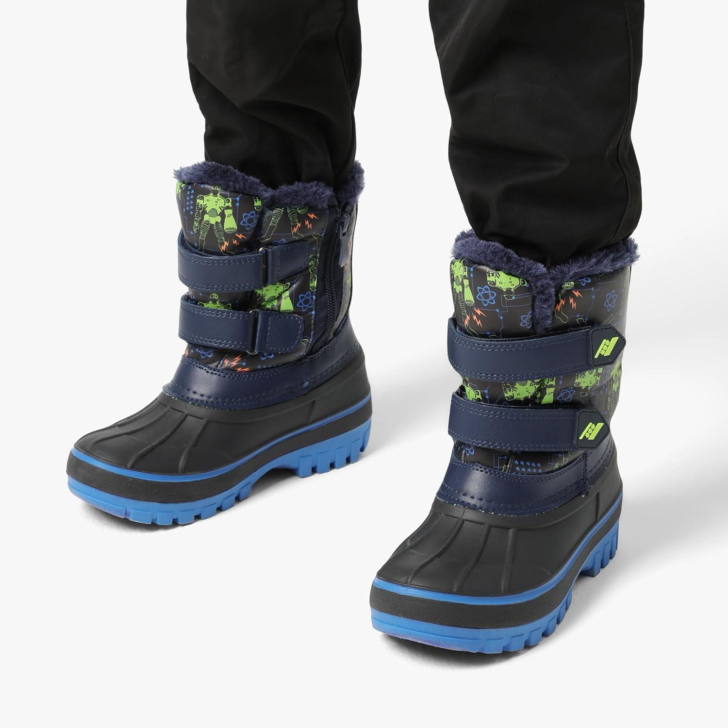 imageDREAM PAIRS Boys Girls Snow Boots WaterResistant Outdoor Sport Warm Cozy AntiSlip Cute Ankle Winter Shoes for ToddlerLittleBig KidBlackNeonGreen