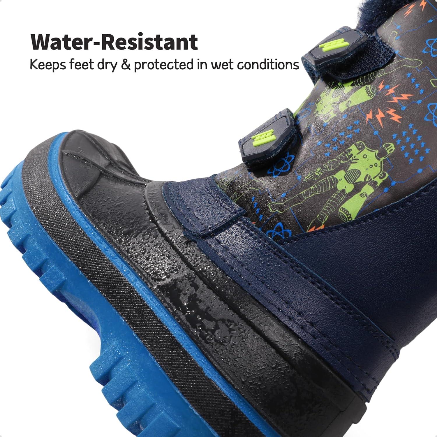 imageDREAM PAIRS Boys Girls Snow Boots WaterResistant Outdoor Sport Warm Cozy AntiSlip Cute Ankle Winter Shoes for ToddlerLittleBig KidBlackNeonGreen