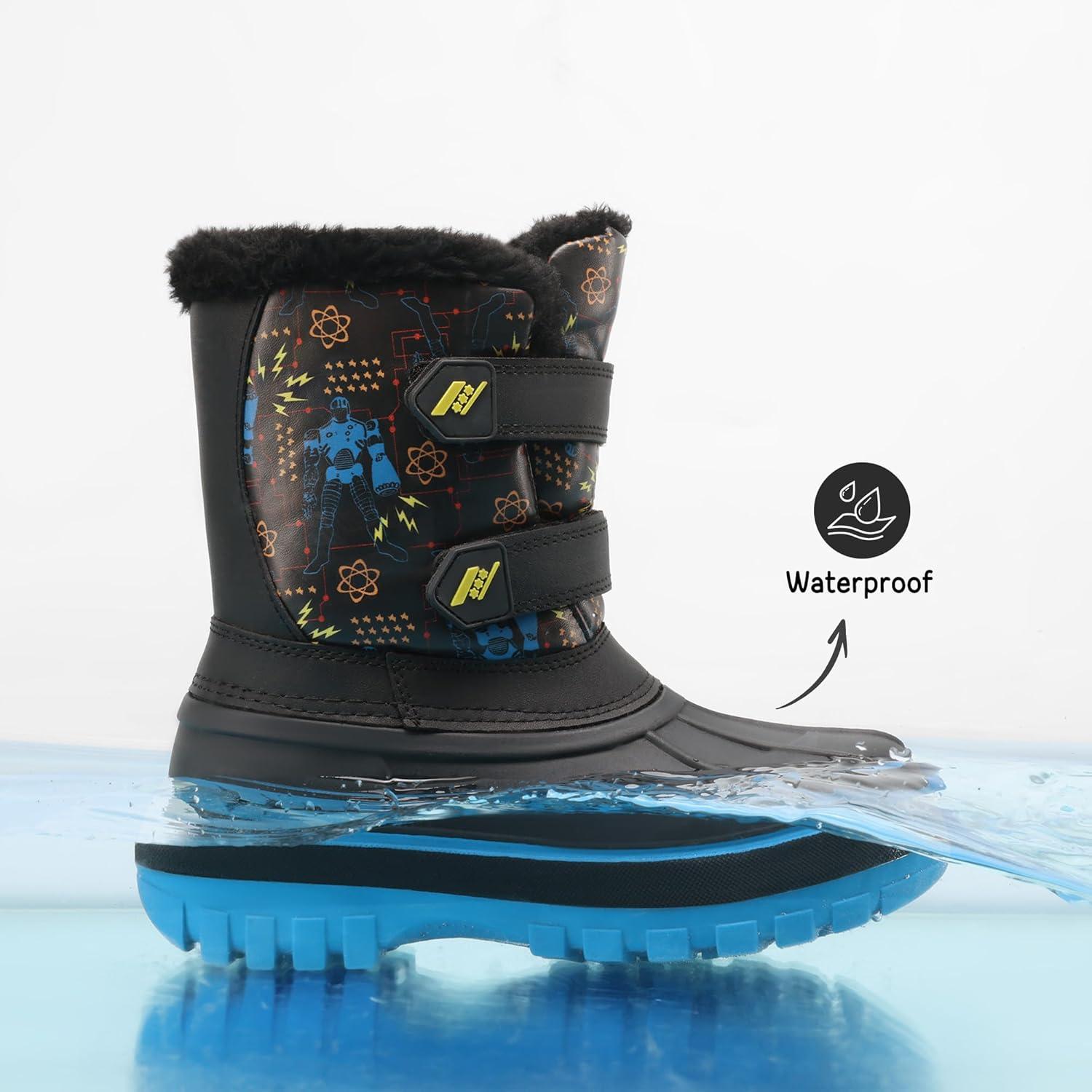 imageDREAM PAIRS Boys Girls Snow Boots WaterResistant Outdoor Sport Warm Cozy AntiSlip Cute Ankle Winter Shoes for ToddlerLittleBig KidBlackRoyal