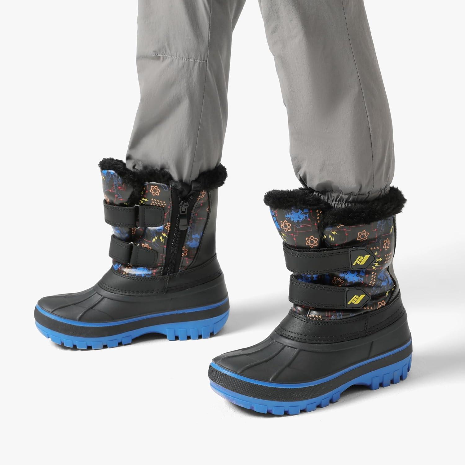 imageDREAM PAIRS Boys Girls Snow Boots WaterResistant Outdoor Sport Warm Cozy AntiSlip Cute Ankle Winter Shoes for ToddlerLittleBig KidBlackRoyal