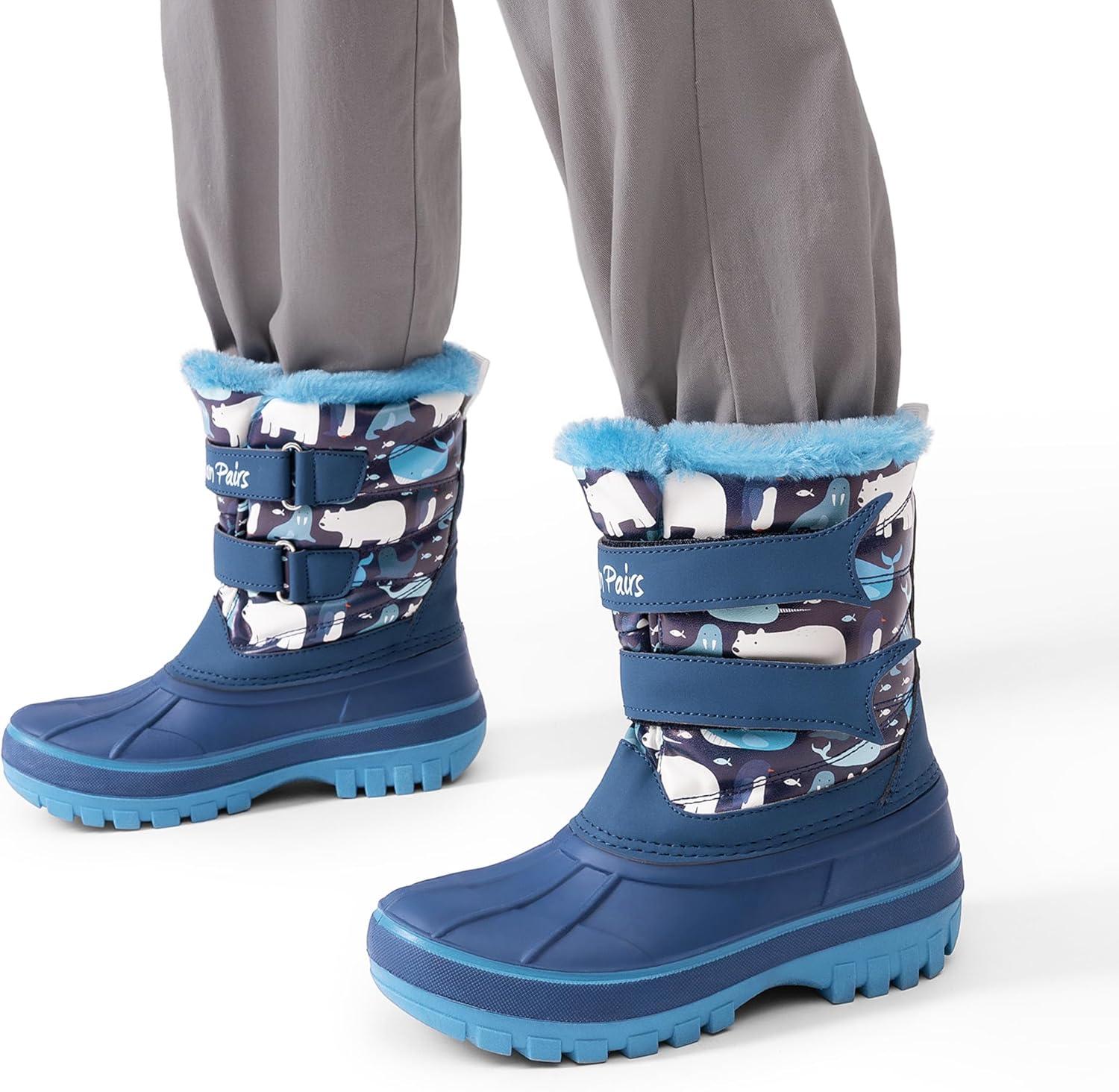 imageDREAM PAIRS Boys Girls Snow Boots WaterResistant Outdoor Sport Warm Cozy AntiSlip Cute Ankle Winter Shoes for ToddlerLittleBig KidBlueNavy