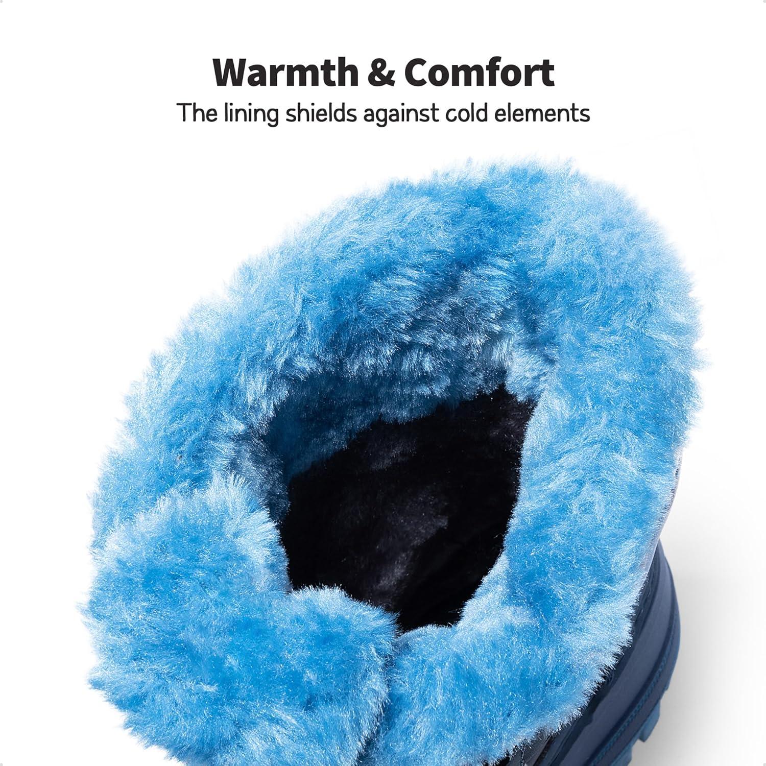 imageDREAM PAIRS Boys Girls Snow Boots WaterResistant Outdoor Sport Warm Cozy AntiSlip Cute Ankle Winter Shoes for ToddlerLittleBig KidBlueNavy