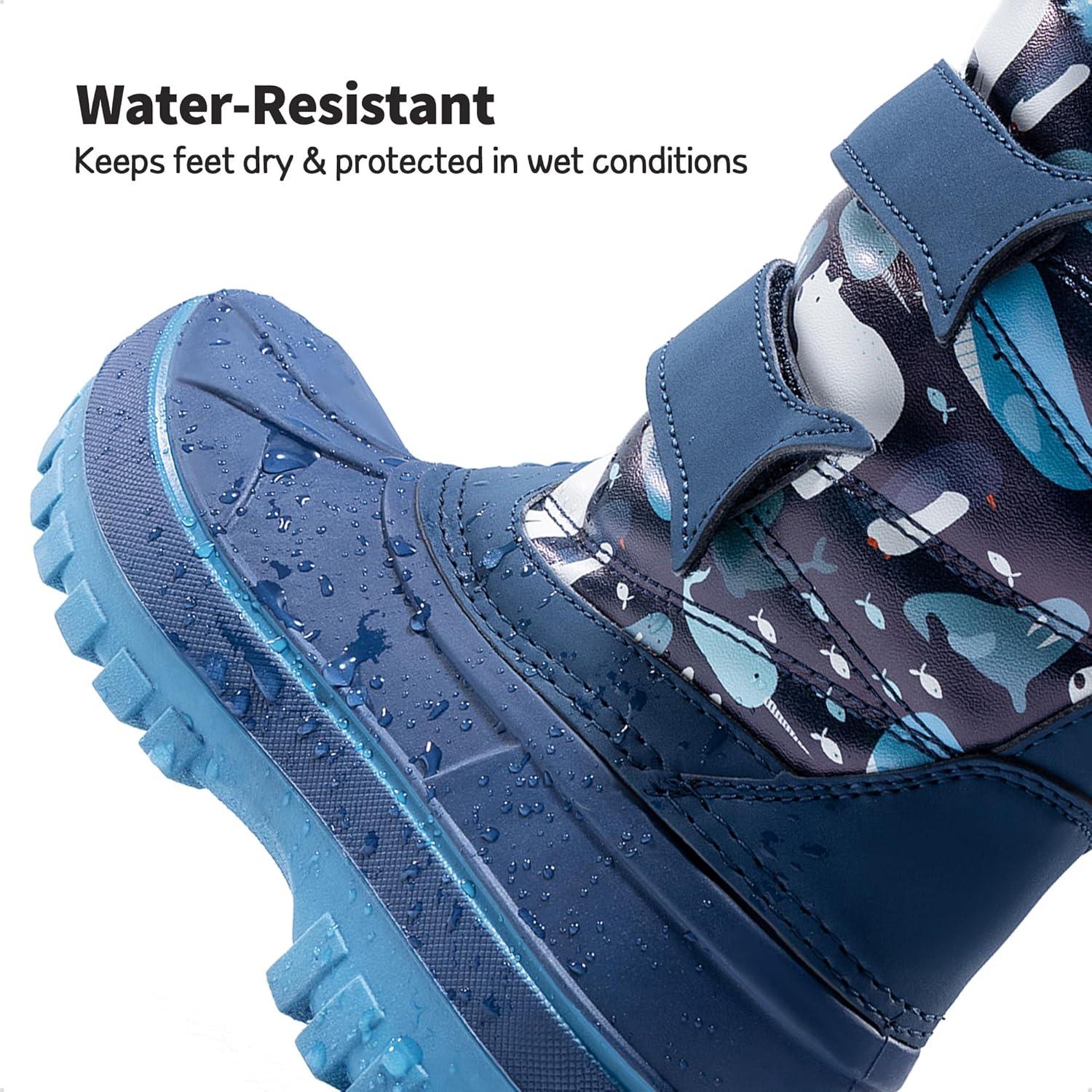 imageDREAM PAIRS Boys Girls Snow Boots WaterResistant Outdoor Sport Warm Cozy AntiSlip Cute Ankle Winter Shoes for ToddlerLittleBig KidBlueNavy