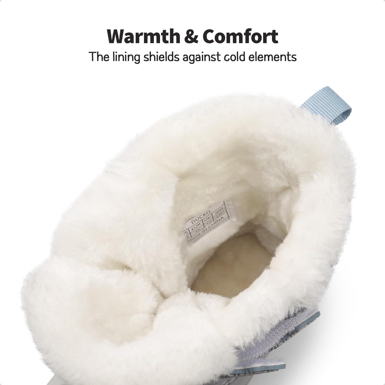 imageDREAM PAIRS Boys Girls Snow Boots WaterResistant Outdoor Sport Warm Cozy AntiSlip Cute Ankle Winter Shoes for ToddlerLittleBig KidLight BlueWhite