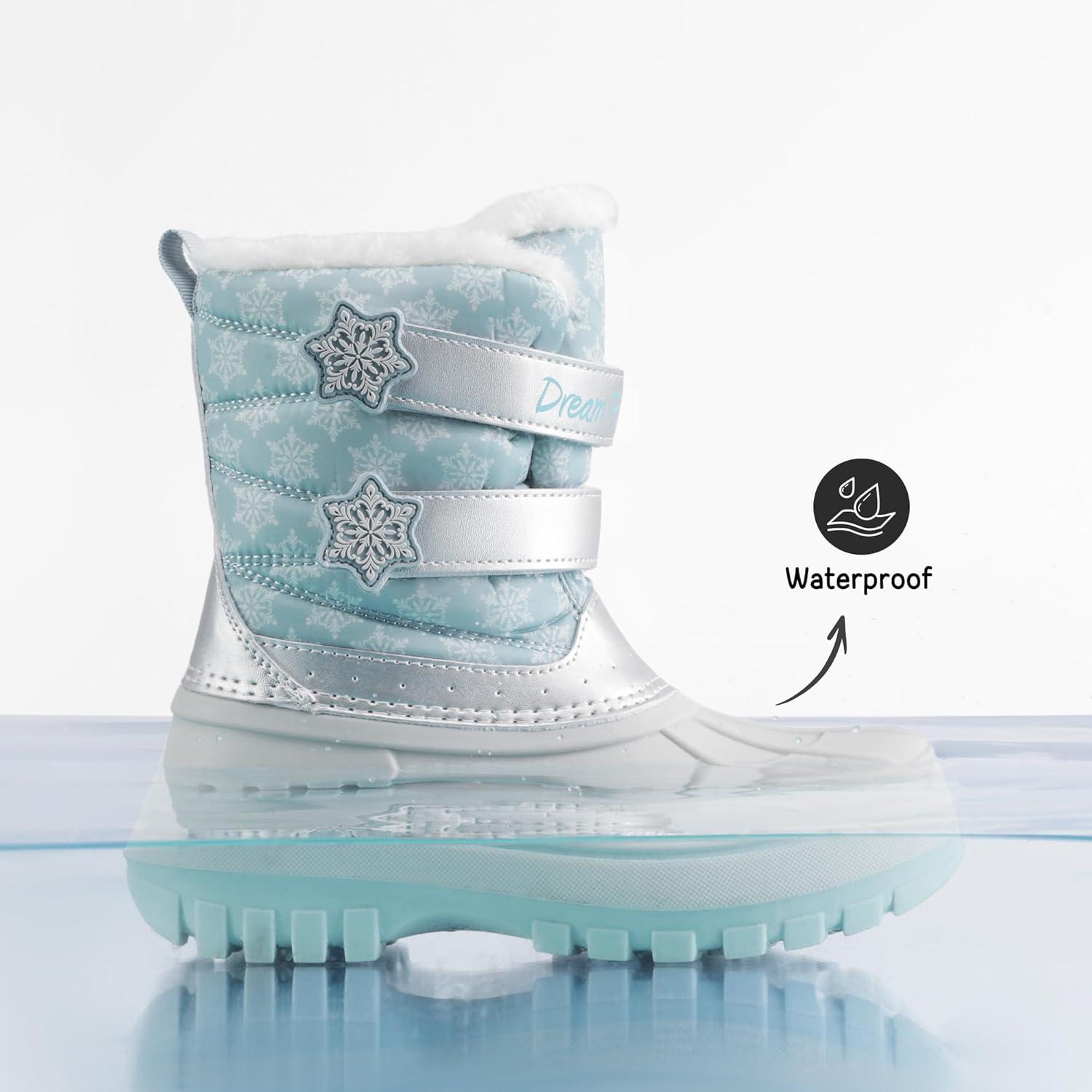 imageDREAM PAIRS Boys Girls Snow Boots WaterResistant Outdoor Sport Warm Cozy AntiSlip Cute Ankle Winter Shoes for ToddlerLittleBig KidLight BlueWhite