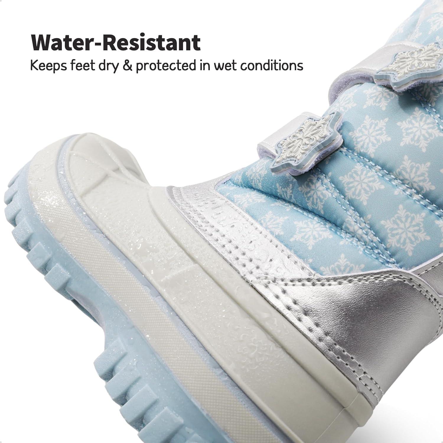 imageDREAM PAIRS Boys Girls Snow Boots WaterResistant Outdoor Sport Warm Cozy AntiSlip Cute Ankle Winter Shoes for ToddlerLittleBig KidLight BlueWhite