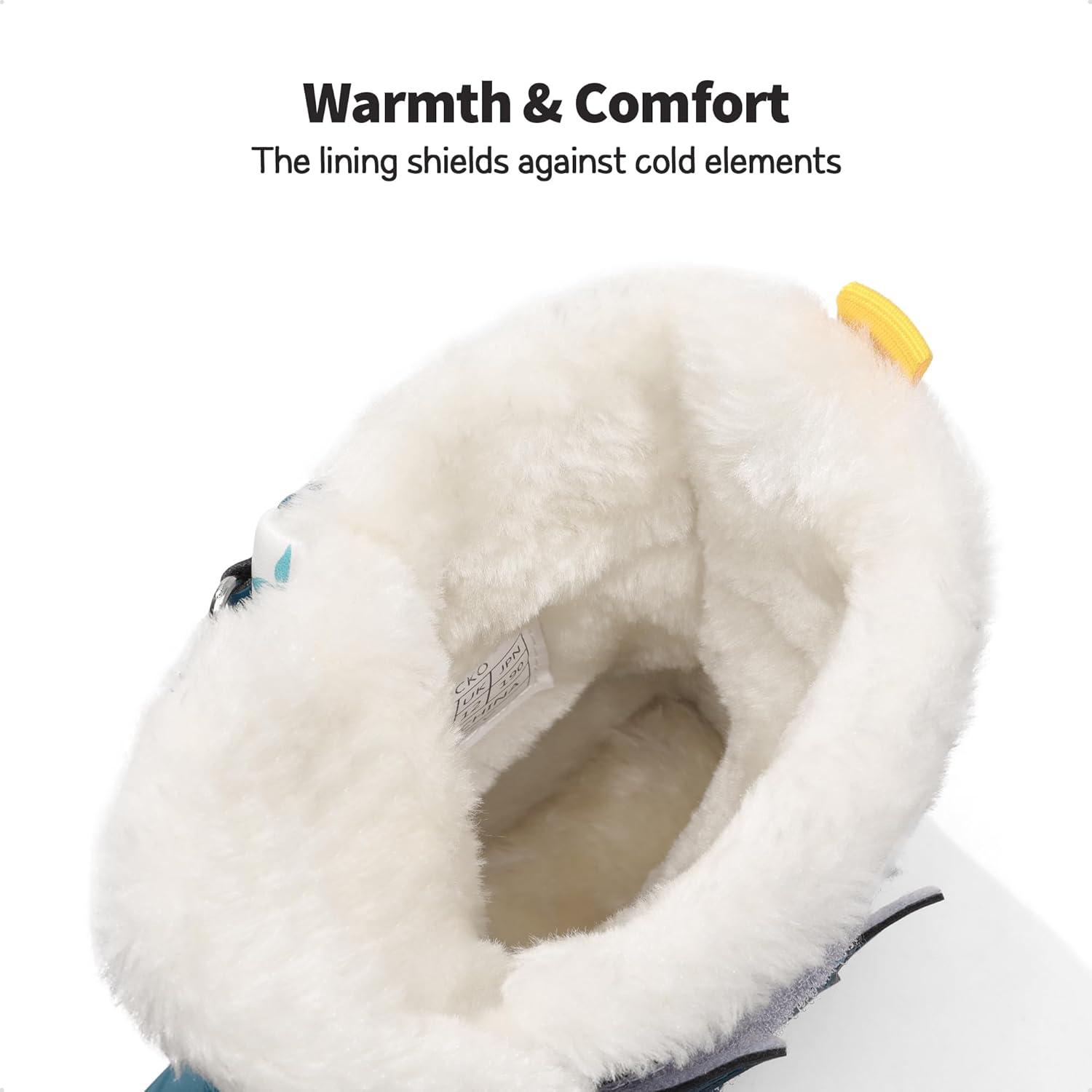 imageDREAM PAIRS Boys Girls Snow Boots WaterResistant Outdoor Sport Warm Cozy AntiSlip Cute Ankle Winter Shoes for ToddlerLittleBig KidLight BlueWhiteYellow