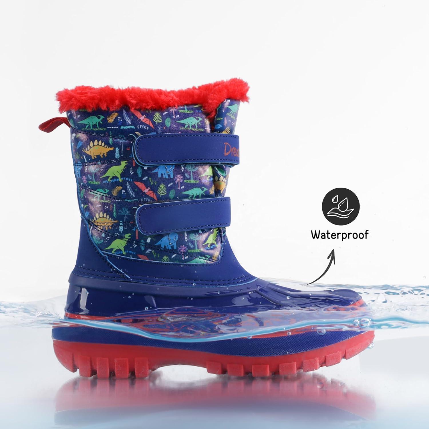 imageDREAM PAIRS Boys Girls Snow Boots WaterResistant Outdoor Sport Warm Cozy AntiSlip Cute Ankle Winter Shoes for ToddlerLittleBig KidNavyRed