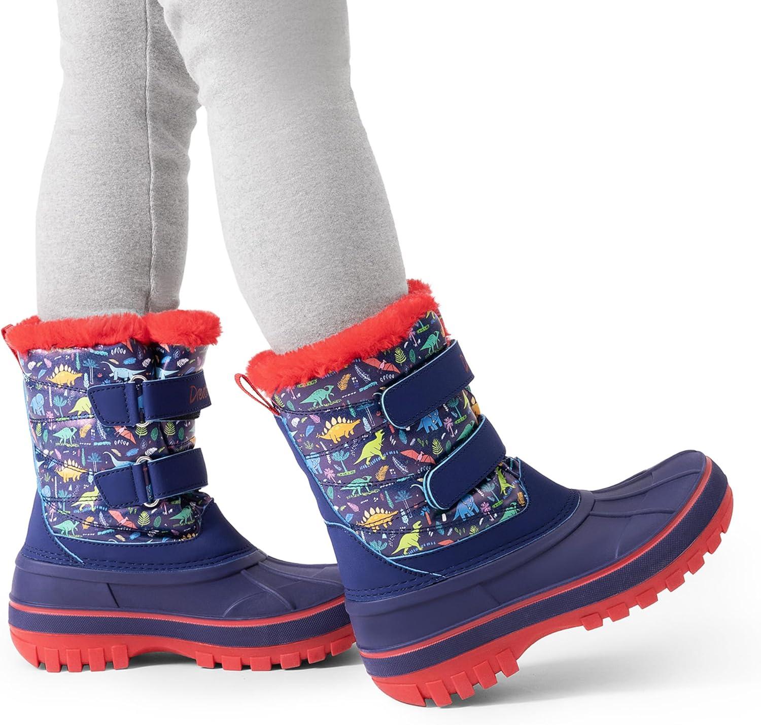 imageDREAM PAIRS Boys Girls Snow Boots WaterResistant Outdoor Sport Warm Cozy AntiSlip Cute Ankle Winter Shoes for ToddlerLittleBig KidNavyRed
