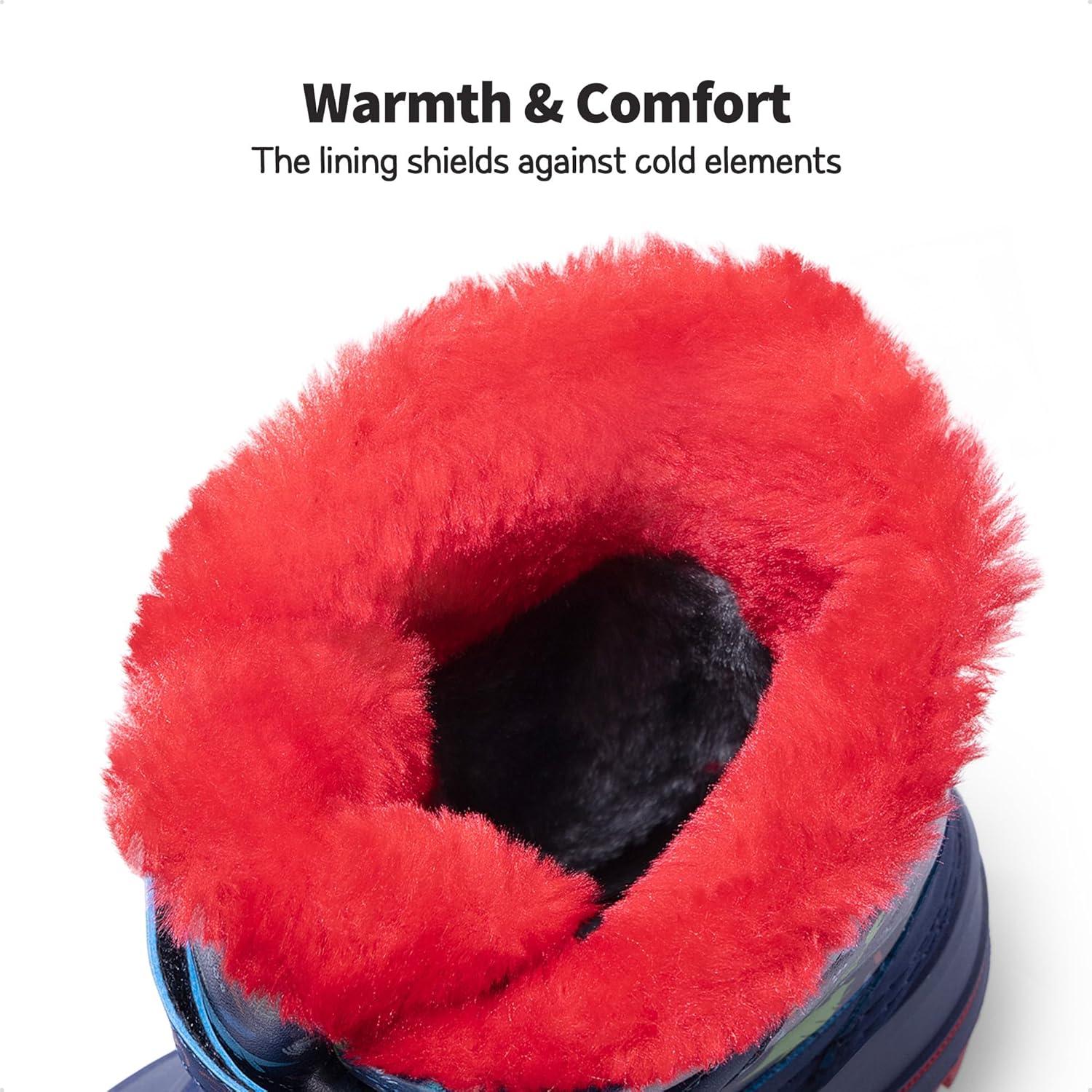 imageDREAM PAIRS Boys Girls Snow Boots WaterResistant Outdoor Sport Warm Cozy AntiSlip Cute Ankle Winter Shoes for ToddlerLittleBig KidNavyRed