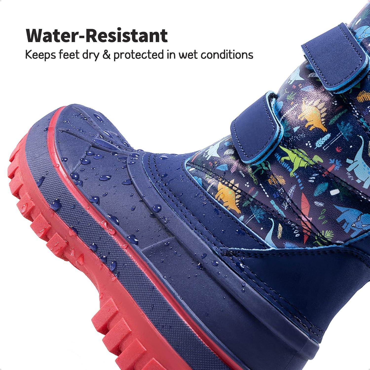 imageDREAM PAIRS Boys Girls Snow Boots WaterResistant Outdoor Sport Warm Cozy AntiSlip Cute Ankle Winter Shoes for ToddlerLittleBig KidNavyRed