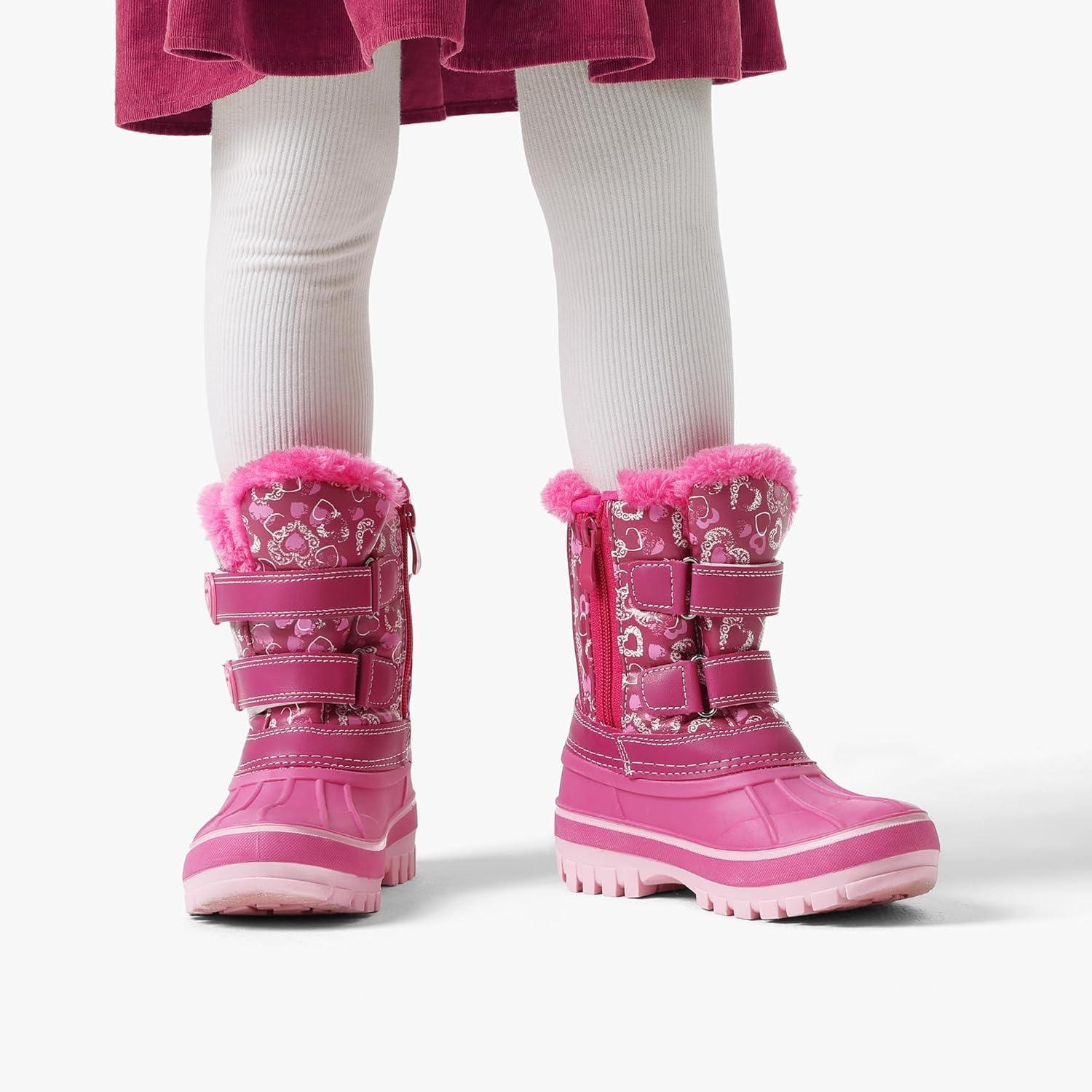 imageDREAM PAIRS Boys Girls Snow Boots WaterResistant Outdoor Sport Warm Cozy AntiSlip Cute Ankle Winter Shoes for ToddlerLittleBig KidPink