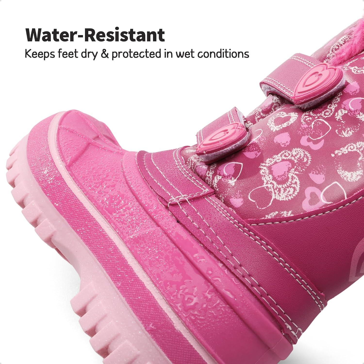 imageDREAM PAIRS Boys Girls Snow Boots WaterResistant Outdoor Sport Warm Cozy AntiSlip Cute Ankle Winter Shoes for ToddlerLittleBig KidPink